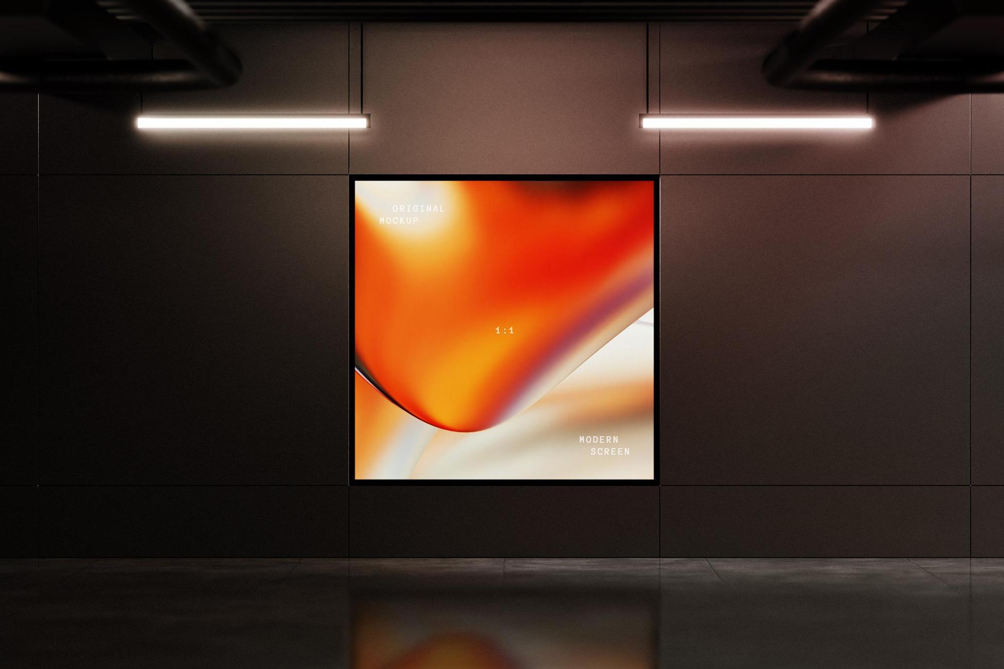 4款逼真地铁走廊场景数字屏幕广告展牌灯箱 Digital Screen Display Mockups_Nm5AWJ