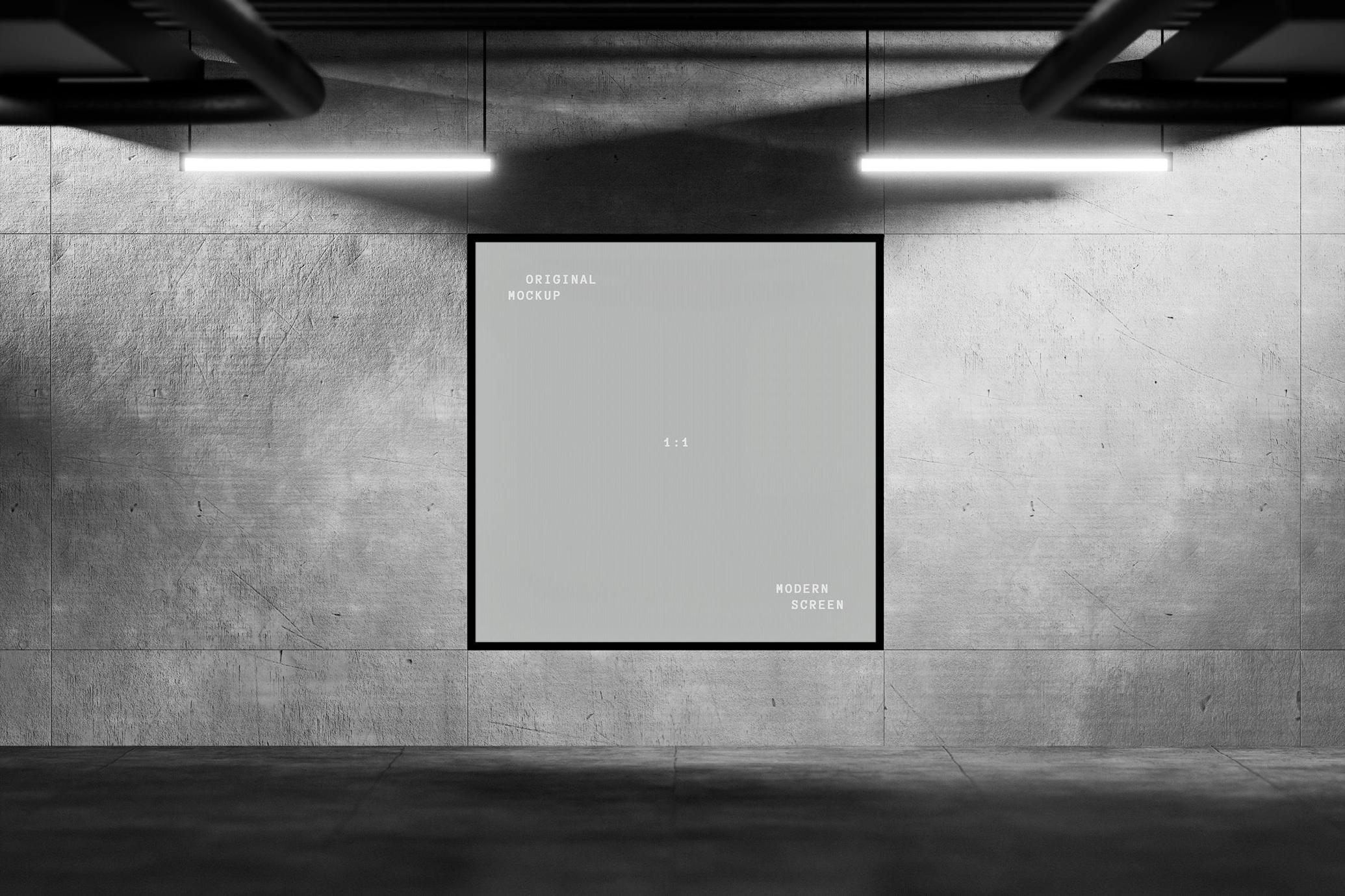 4款逼真地铁走廊场景数字屏幕广告展牌灯箱 Digital Screen Display Mockups_RoF6EP