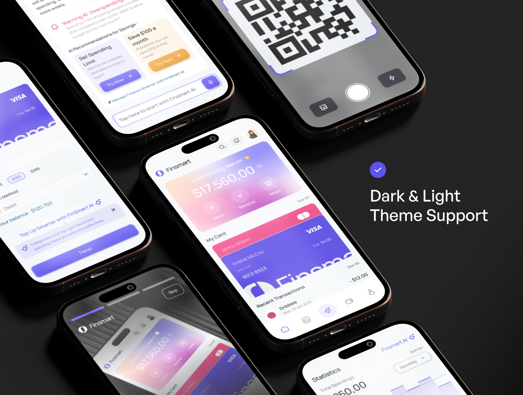 120+屏智能安全数字银行钱包财务金融APP界面UI套件 Finsmart - Smart & Secure Digital Bank Mobile App UI KIT_2blq94