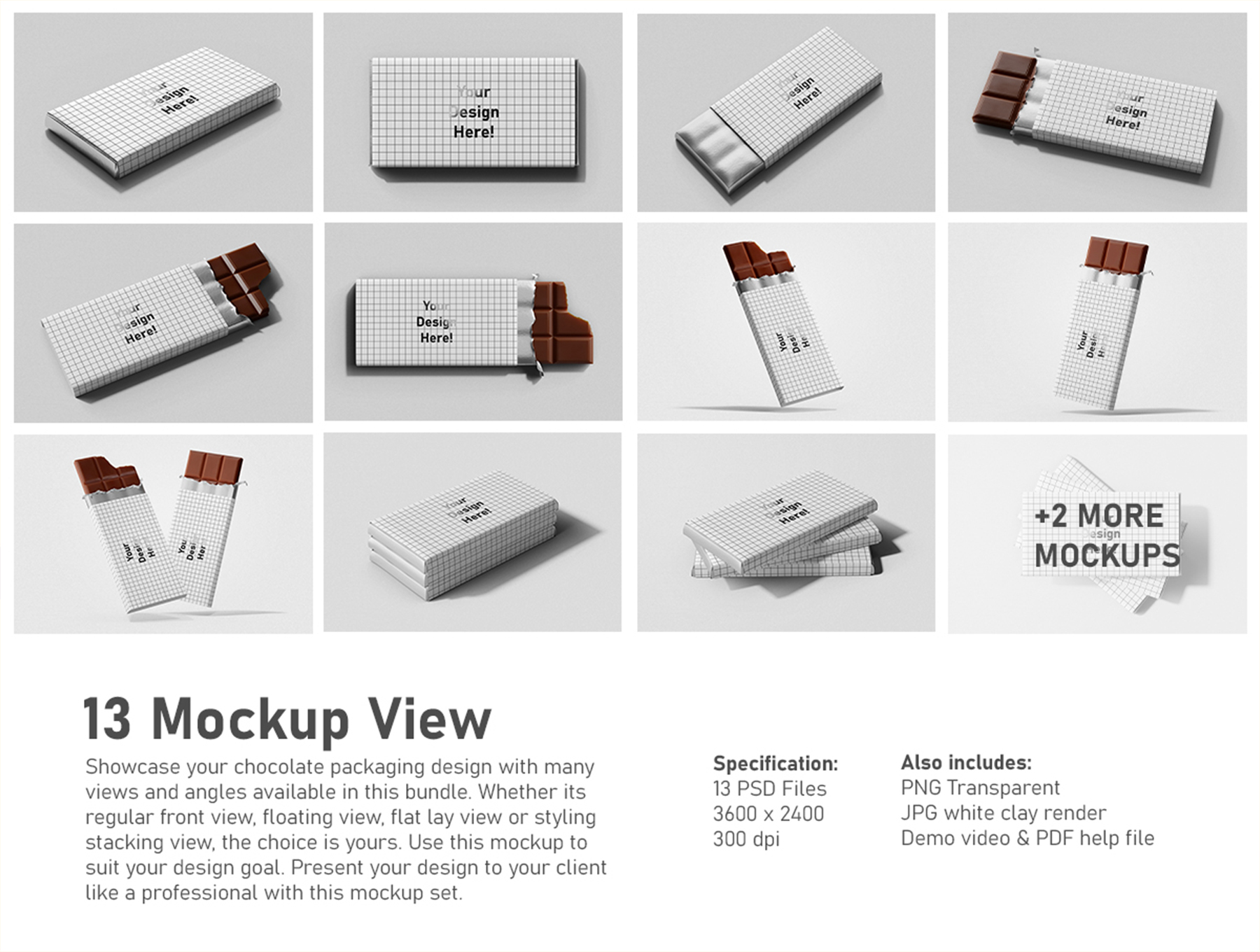 13款逼真长条巧克力糖果包装PSD模型 Chocolate Candy Bar Packaging PSD Mockup Set_nUTnKe
