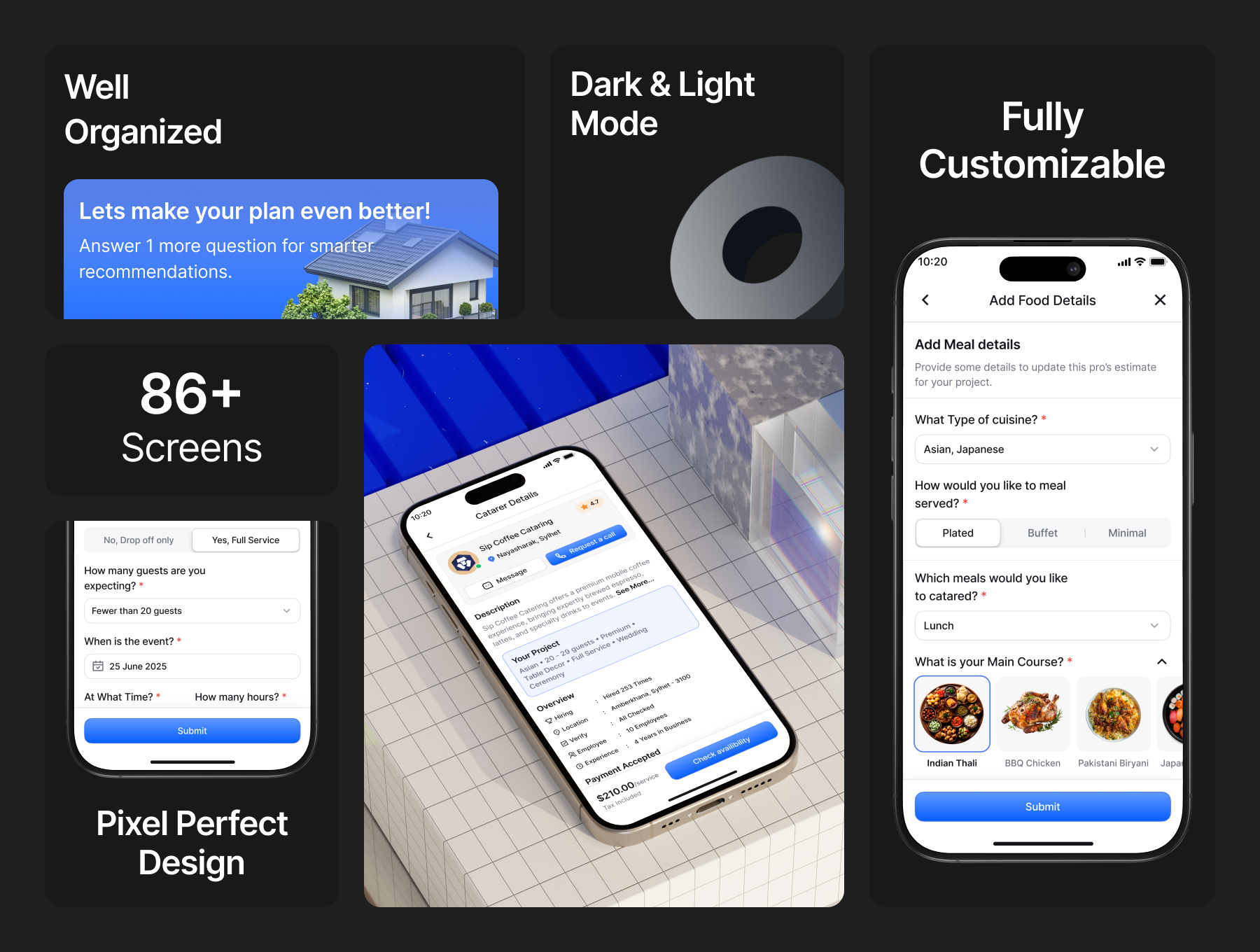 86+屏双配色简约家庭水电维修保洁服务装修零工应用UI套件 FixWheel - Home Service App Ui Kit_Jm74aI