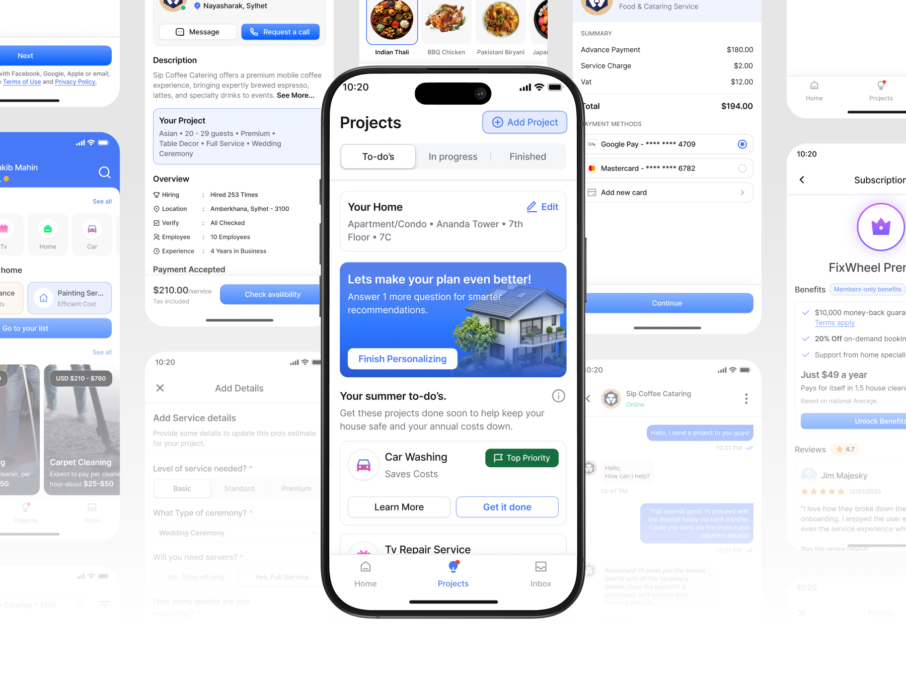 86+屏双配色简约家庭水电维修保洁服务装修零工应用UI套件 FixWheel - Home Service App Ui Kit_GdzDJE