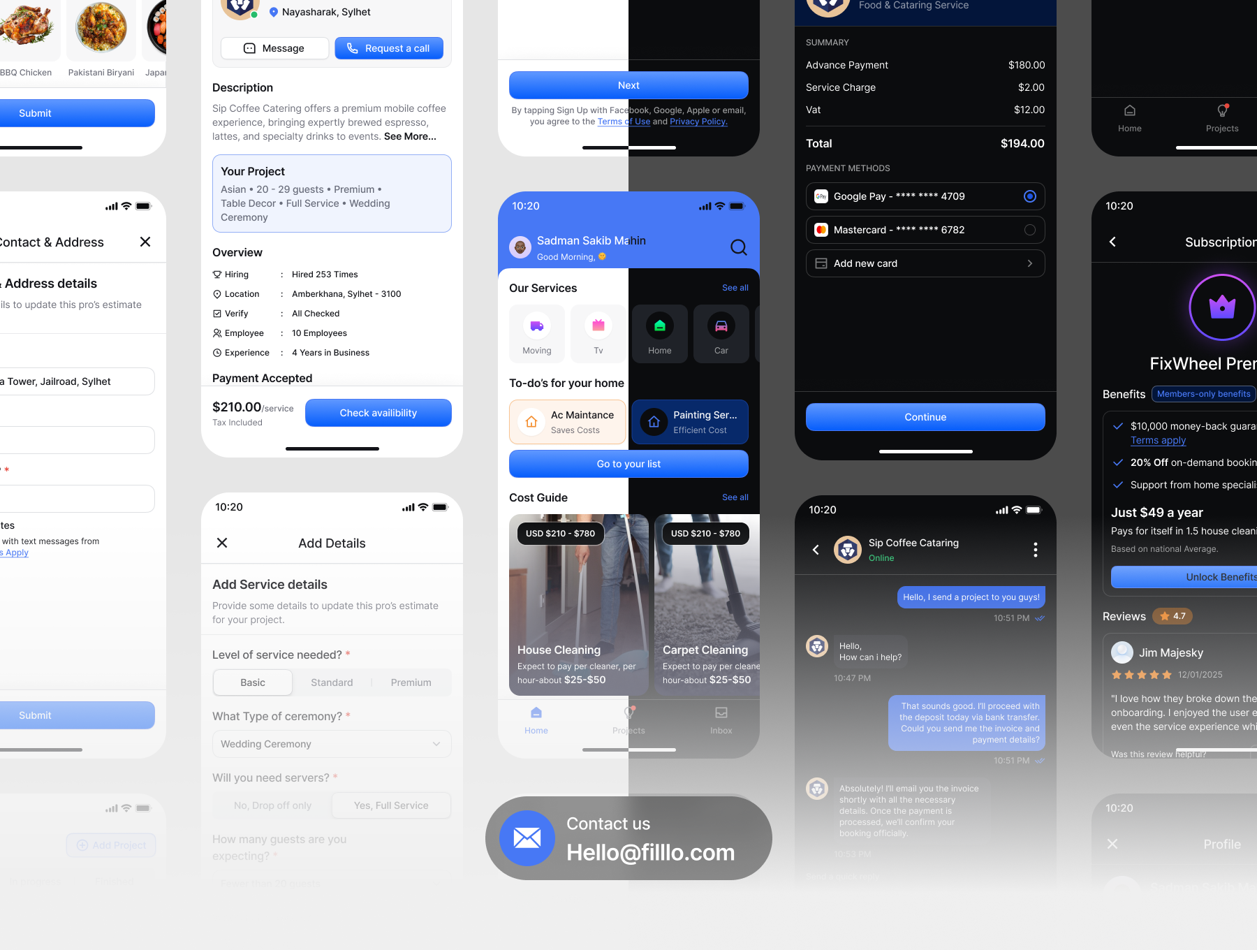 86+屏双配色简约家庭水电维修保洁服务装修零工应用UI套件 FixWheel - Home Service App Ui Kit_gVTwLi