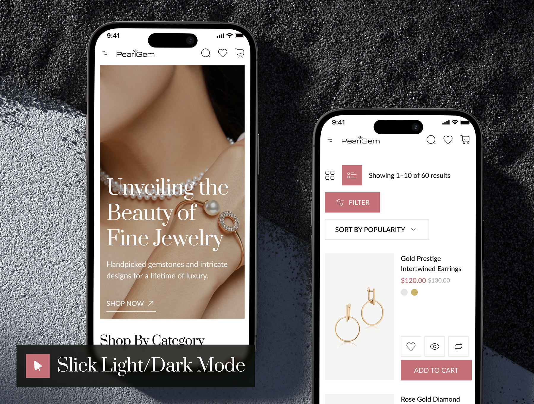 50+ 屏时尚简约高端响应式珠宝首饰奢侈品电子商城Web界面模板 PearlGem - Jewelry Ecommerce Website UI Kit_img_1