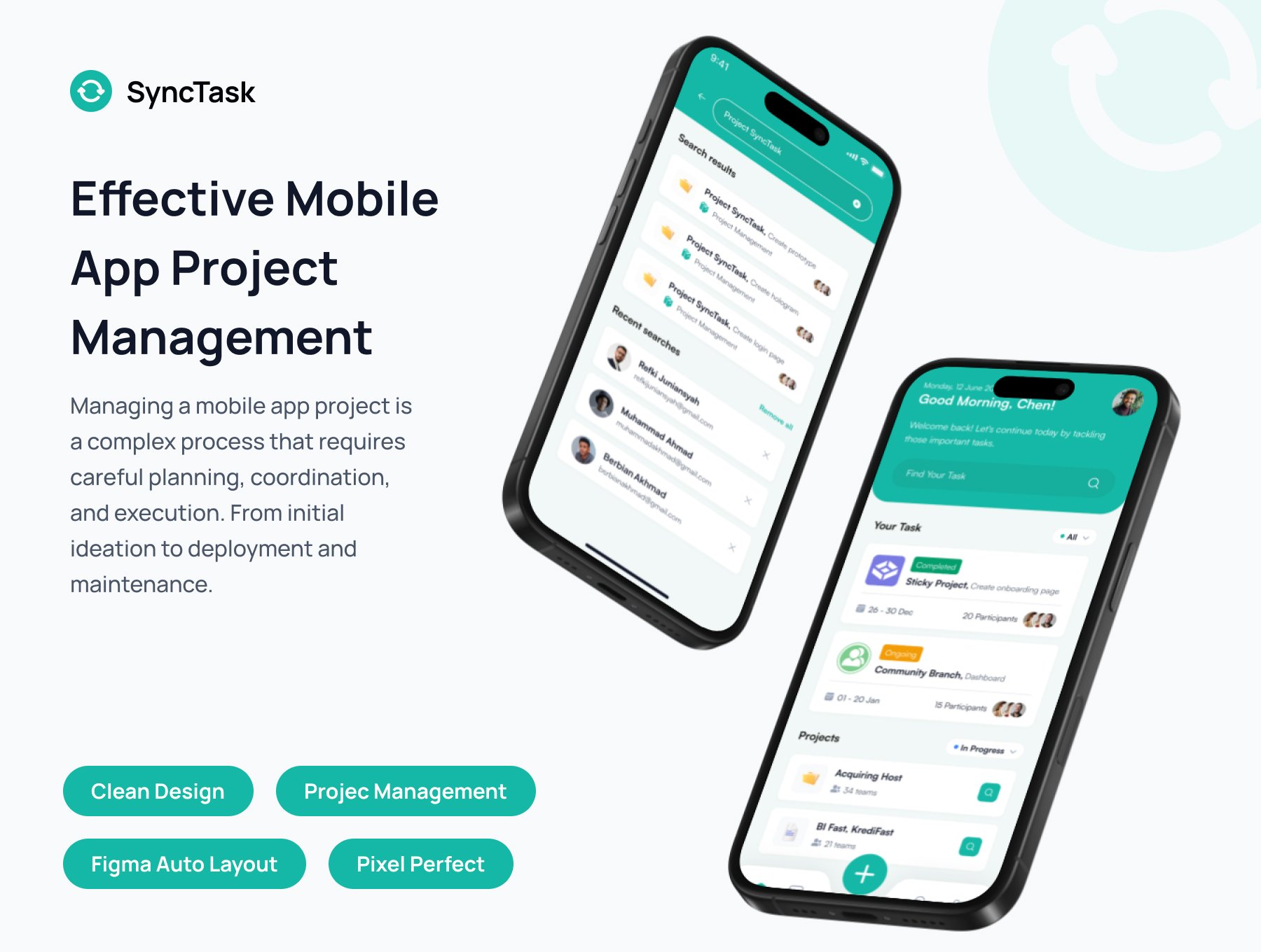 50+屏简约高效项目管理团队协作任务进度追踪平台 UI 套件 | SyncTask - Project Management UI Kit_img_1