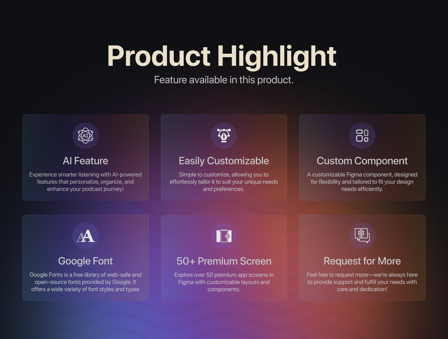 50+屏高端AI智能播客主题搜索智能摘要播客APP UI界面模板 | Wavify – AI Powered Podcast Mobile App UI Kit_ghM50g