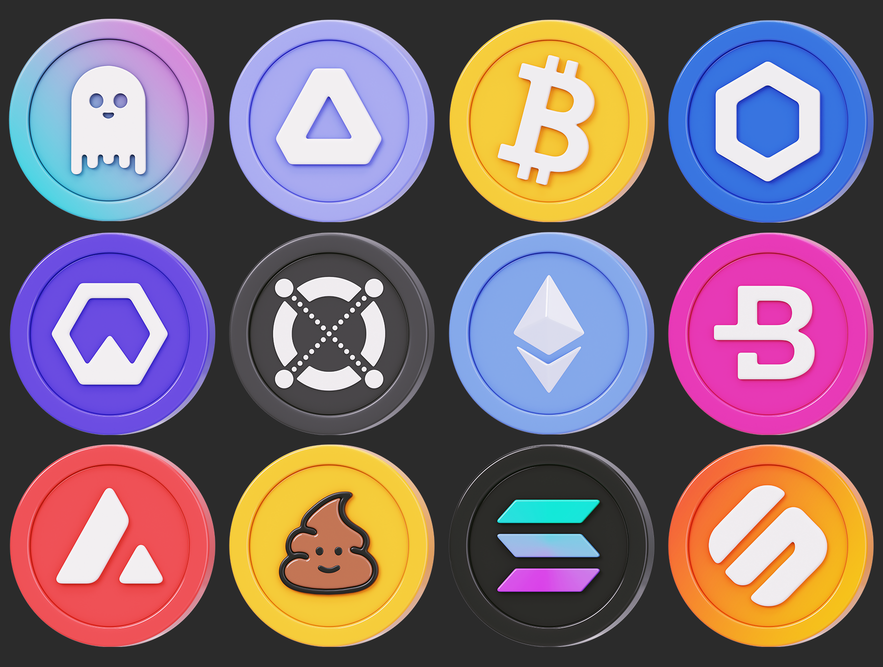 44款加密货币区块链硬币数字货币质感3D图标素材 | Crypto Coins 3D Icon Pack_RNOJx2