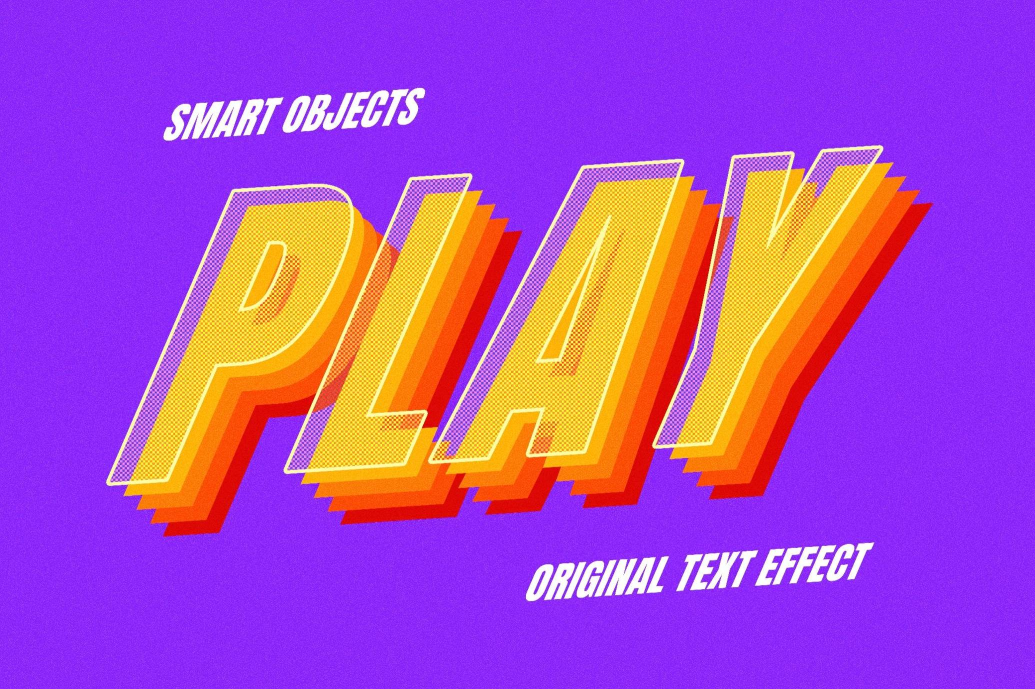 复古3D立体文字效果PSD：可编辑智能对象，打造炫酷设计| Playful 3D Text Effect_img_1
