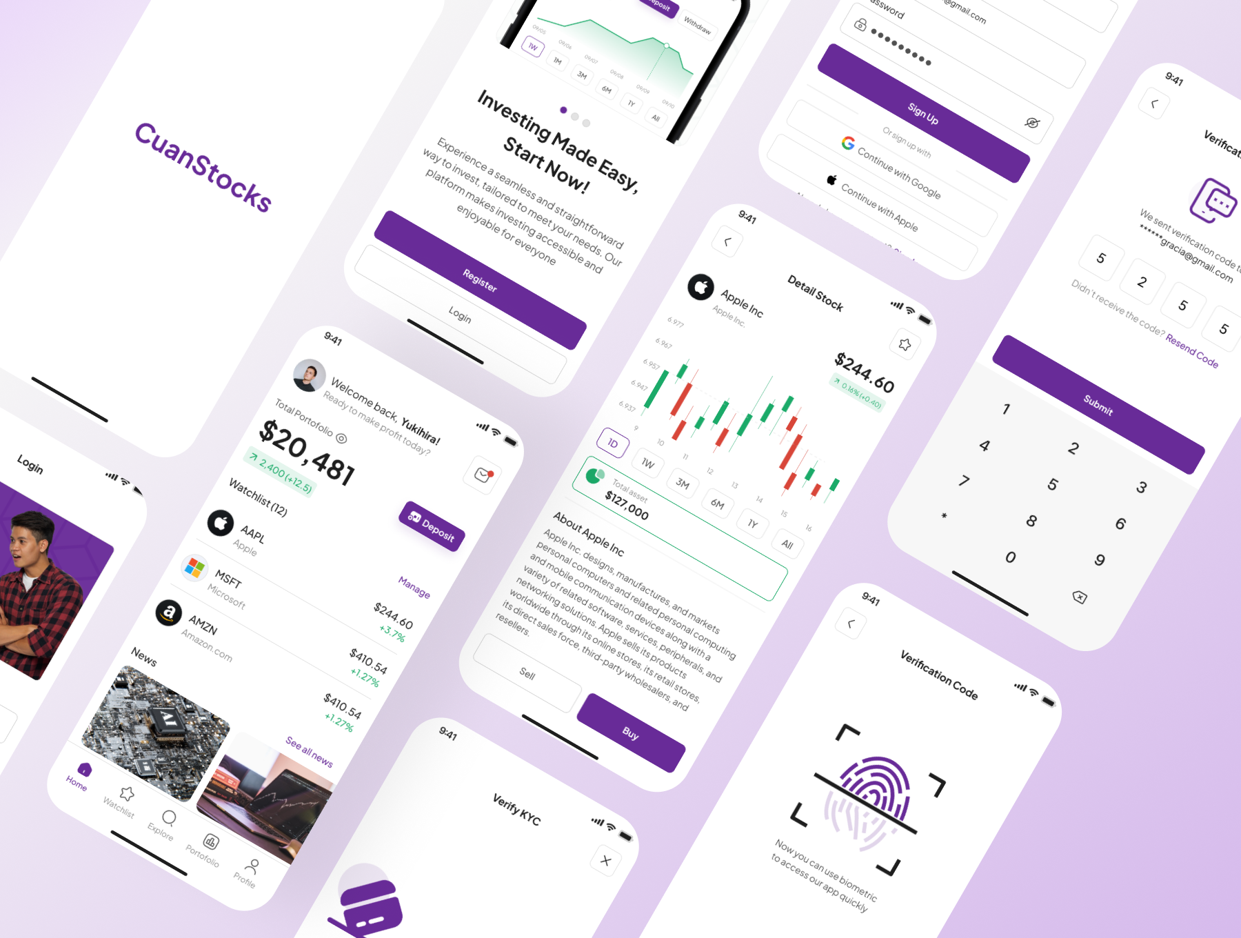 100+屏完整的股票投资行情交易管理应用UI界面设计 | CuanStocks - Stock Trading App UI KIT_3Ag2JF