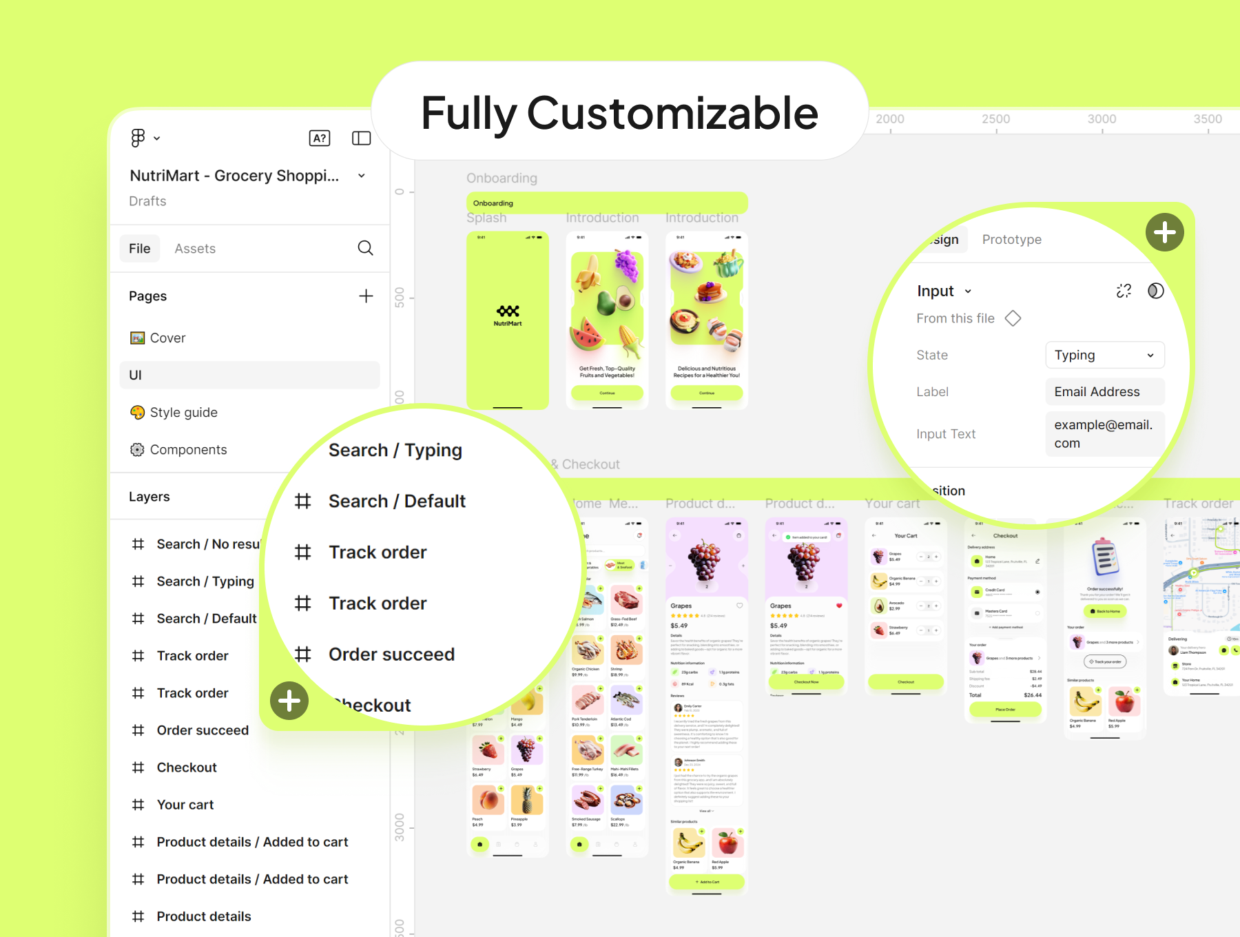 40+屏简约本地超市水果蔬菜在线购物平台APP 界面模板 | NutriMart - Grocery Shopping App UI Kit_img_1
