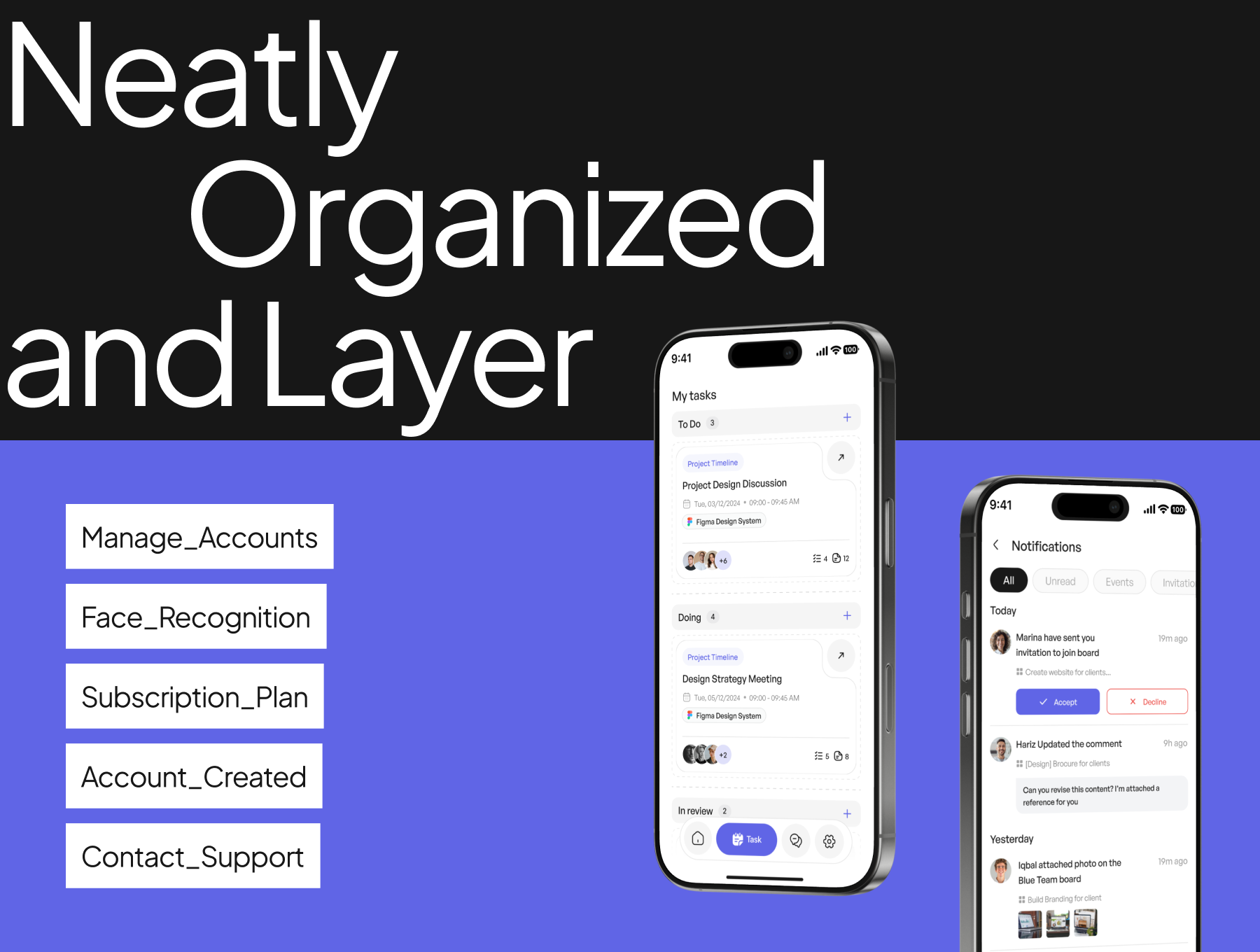 40+屏任务管理行程管理跟踪协作APP界面模板 | Task Manager App UI Kit V.2_img_1