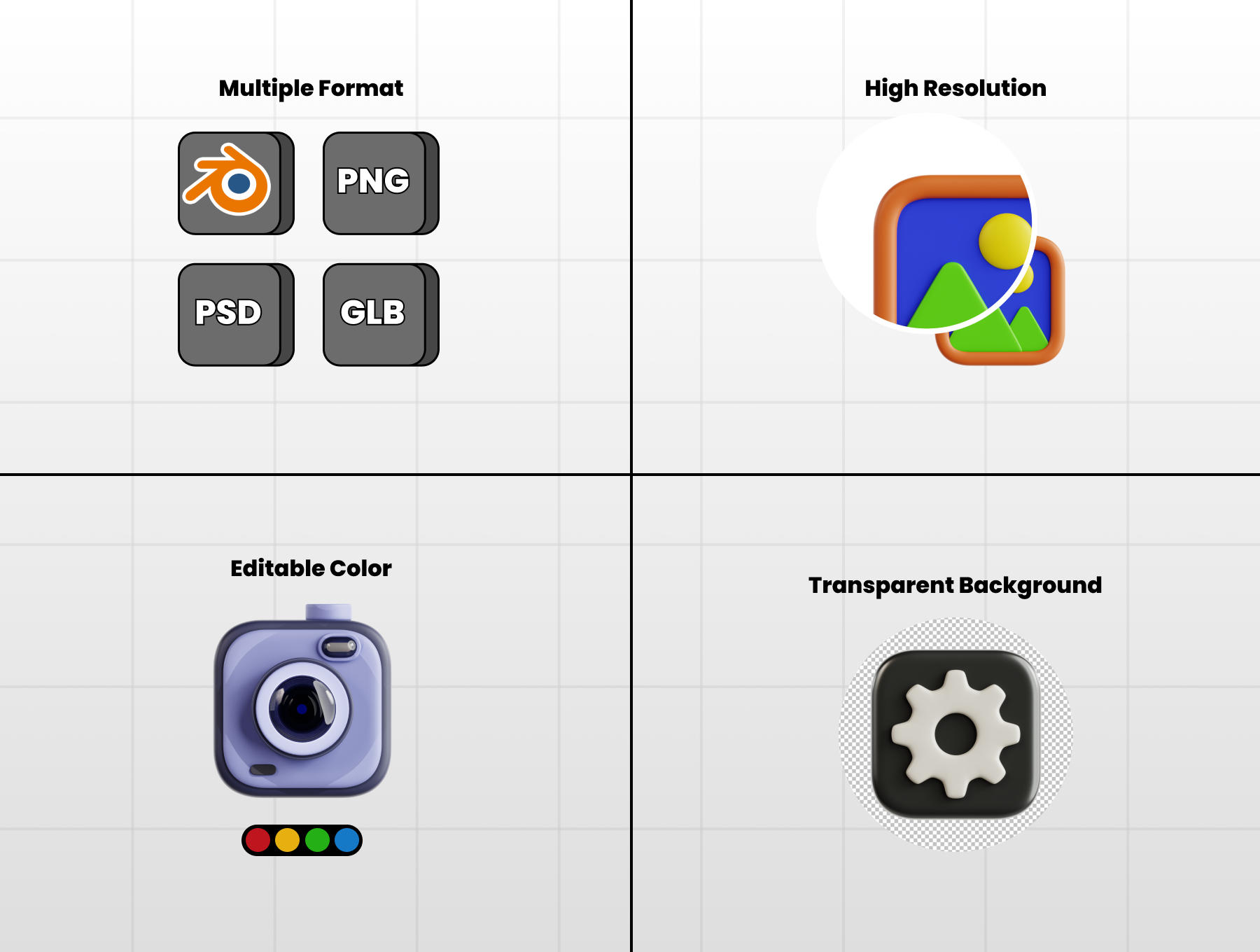  36款现代极简2D/3D系统应用APP图标集合 | 3D Essential Interface_img_1