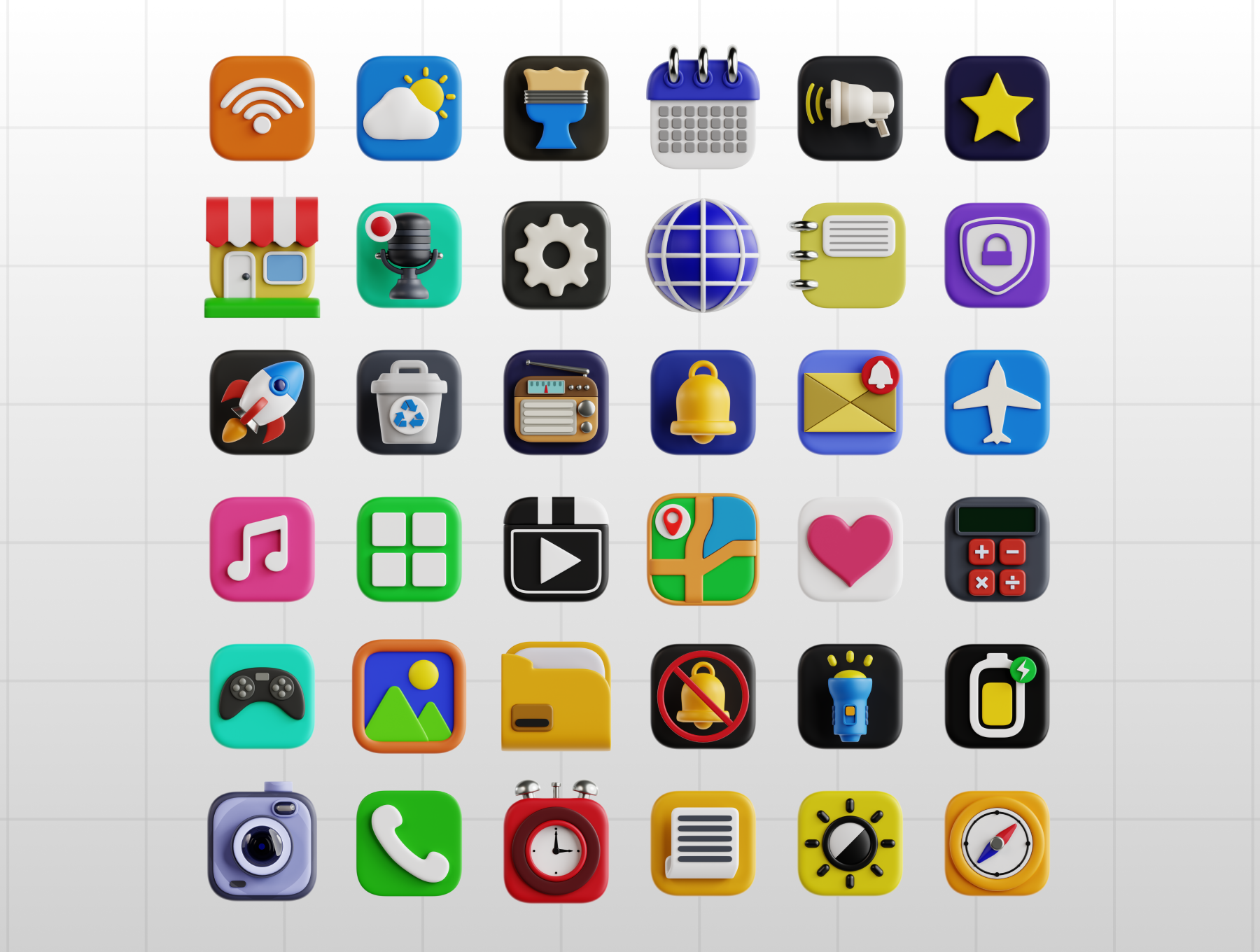  36款现代极简2D/3D系统应用APP图标集合 | 3D Essential Interface_img_1