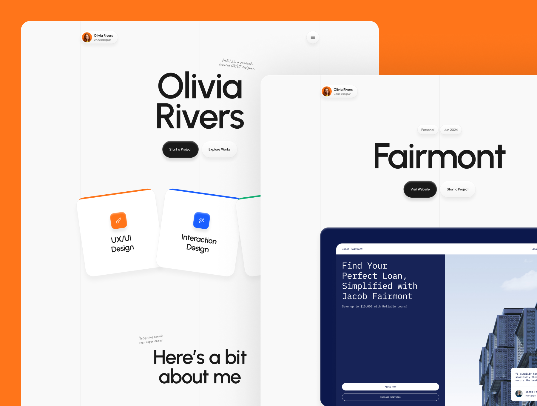高端专业简洁创意作品集个人网站博客WEB模板 | Olivia Rivers – Portfolio Website_mYl19z