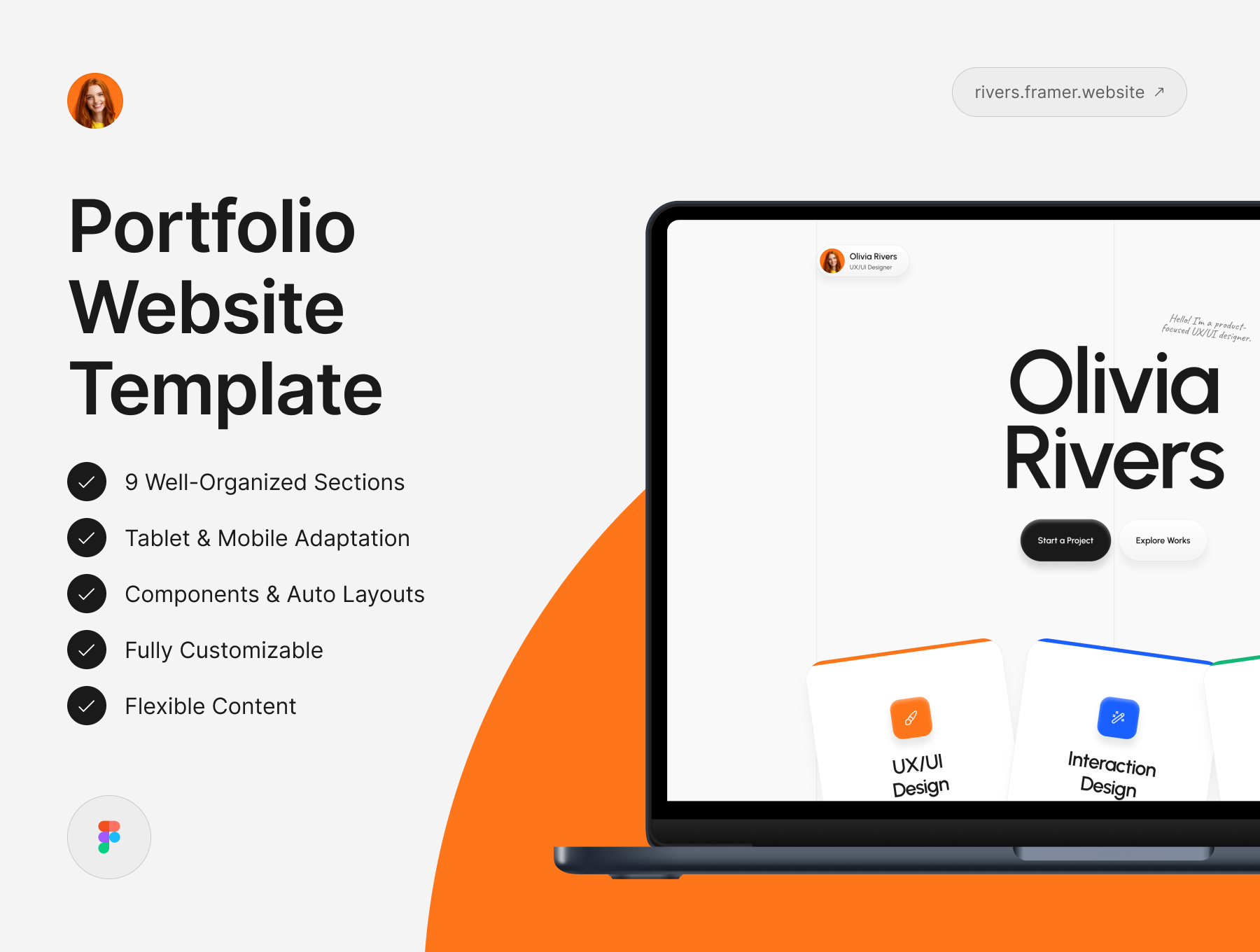 高端专业简洁创意作品集个人网站博客WEB模板 | Olivia Rivers – Portfolio Website_sg1iXY