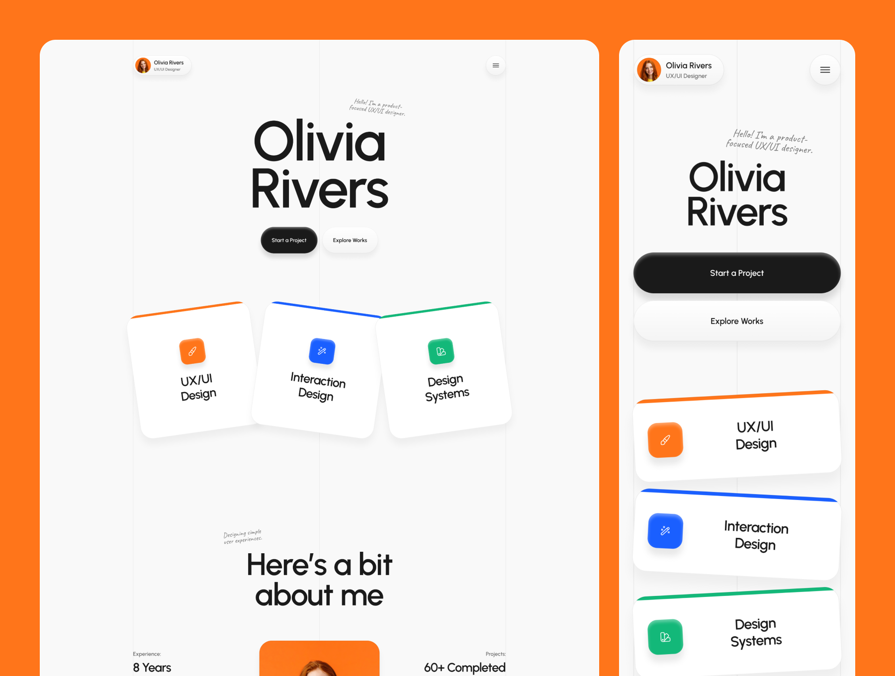 高端专业简洁创意作品集个人网站博客WEB模板 | Olivia Rivers – Portfolio Website_NrYLj3