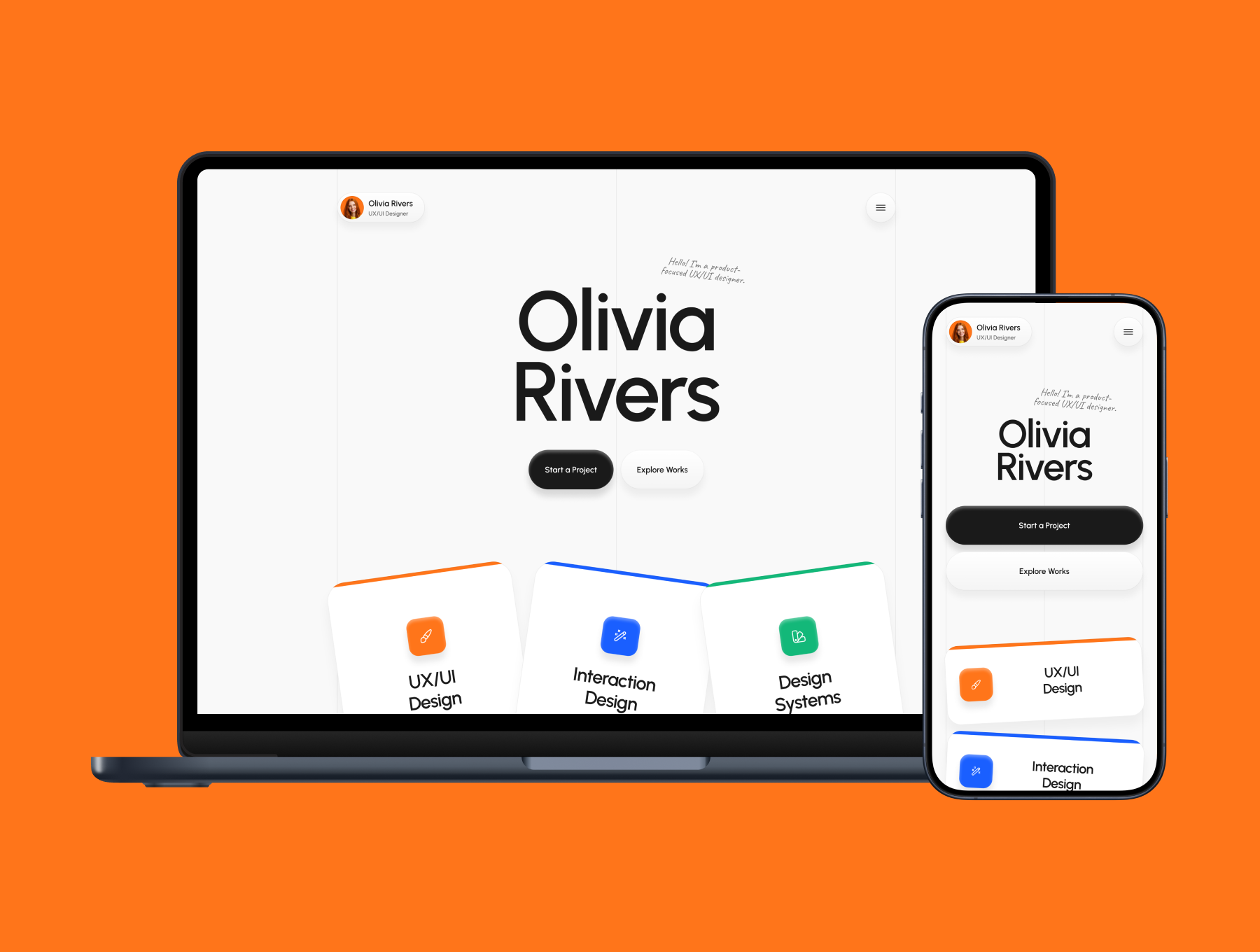 高端专业简洁创意作品集个人网站博客WEB模板 | Olivia Rivers – Portfolio Website_bozn12