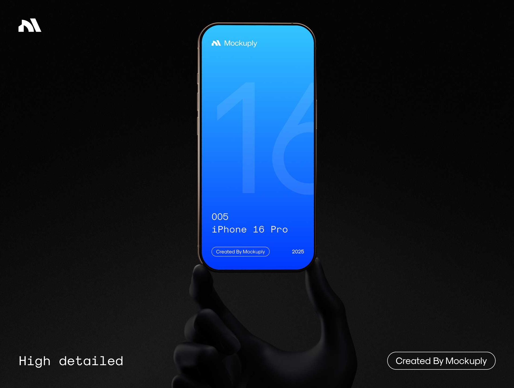 5款真实黑色手持iPhone 16 Pro手机样机模板 |  iPhone 16 Pro in hand_YHSdYU