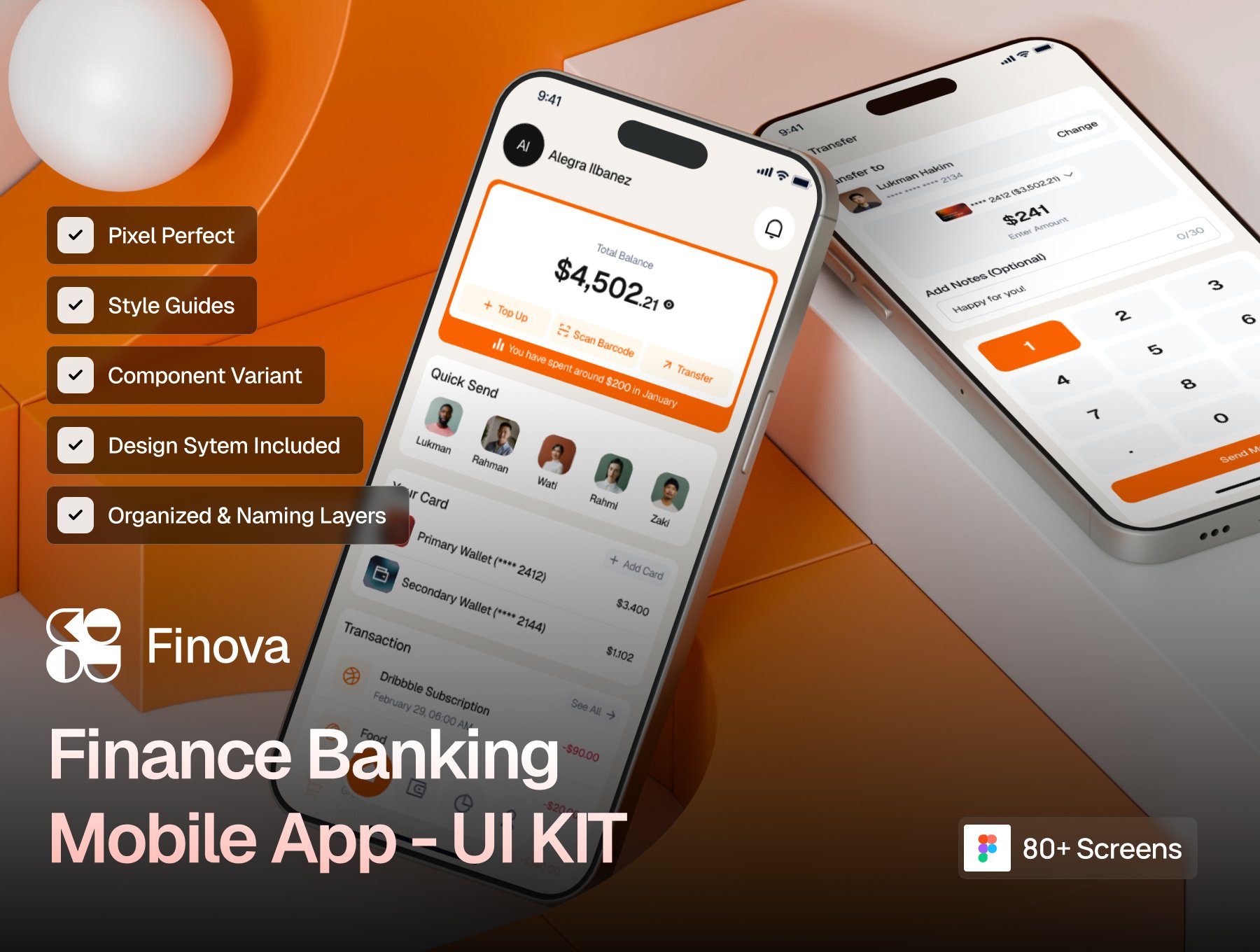 80+屏简约优雅金融银行钱包理财App UI套件|Finova - Finance Mobile App UI KIT_ib9LwY