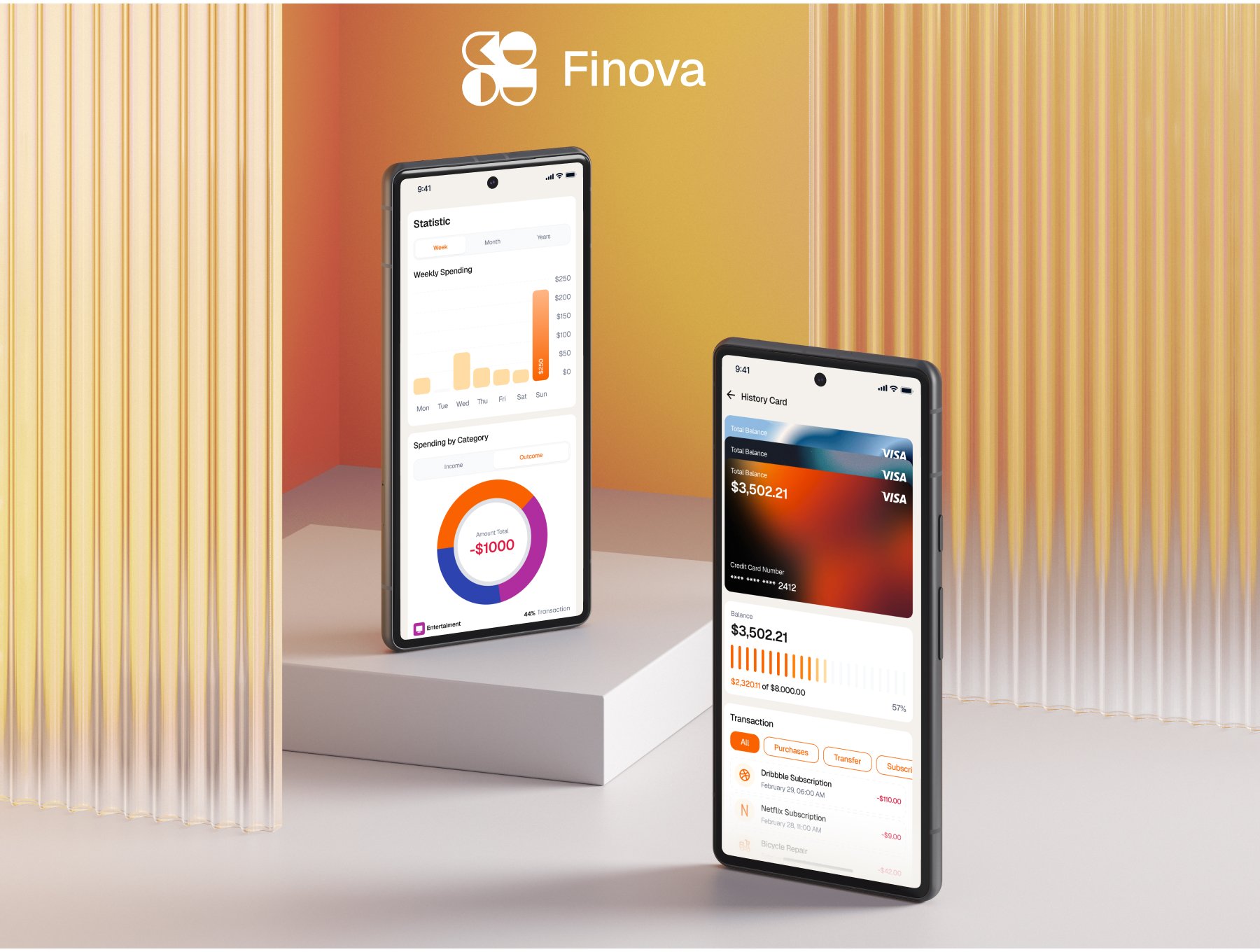 80+屏简约优雅金融银行钱包理财App UI套件|Finova - Finance Mobile App UI KIT_sud5Wz