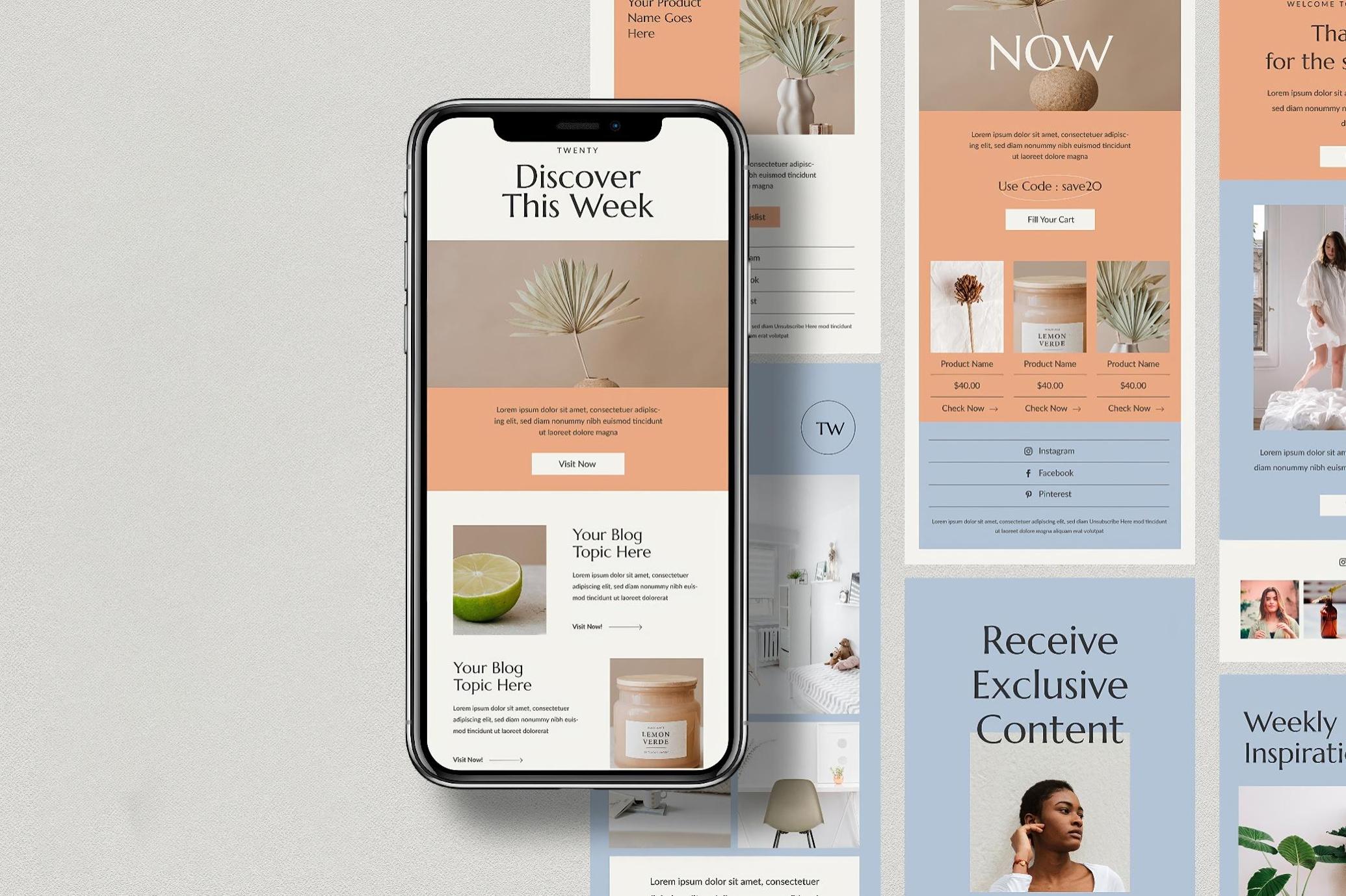 12款现代极简风Newsletter模板：美观实用兼具，助力品牌高效传播 | Twelve Newsletter Templates_l5mPaQ