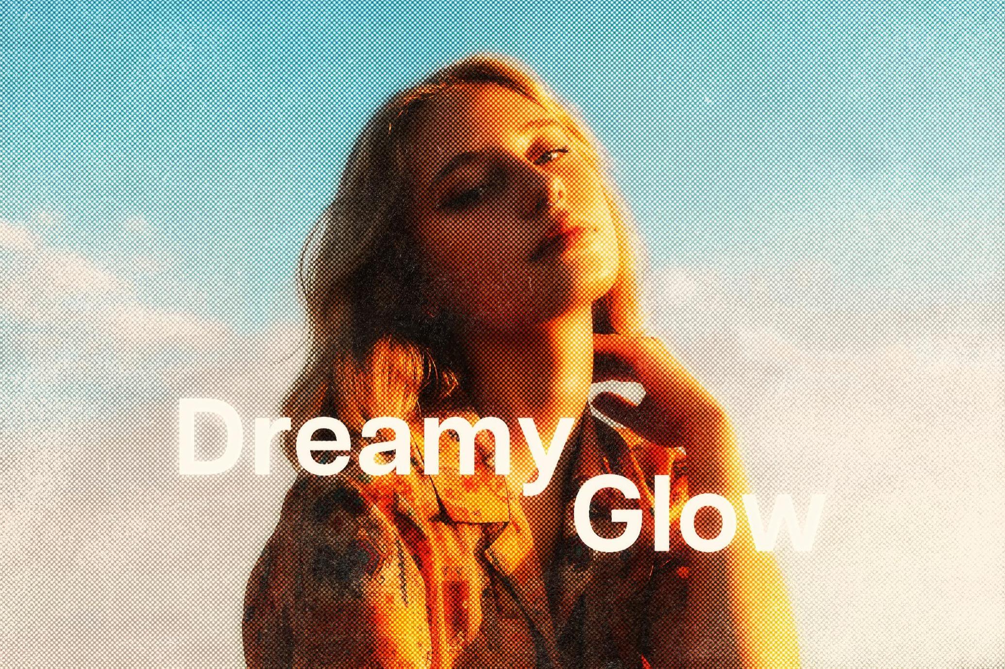 复古梦幻光晕半色调特效PSD素材包：柔光质感，现代复古设计利器 | Dreamy Glow Halftone Print Effect_t0EDJz