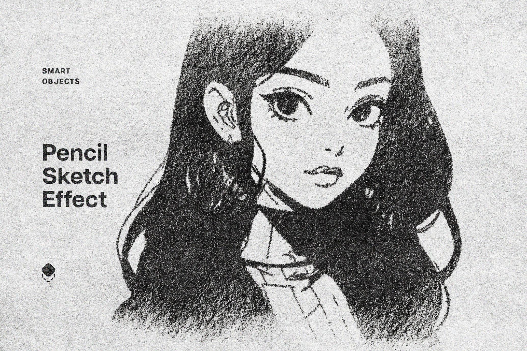 逼真黑白手绘素描艺术风照片海报广告PSD效果 |  Pencil Sketch Effect_ygYDB6
