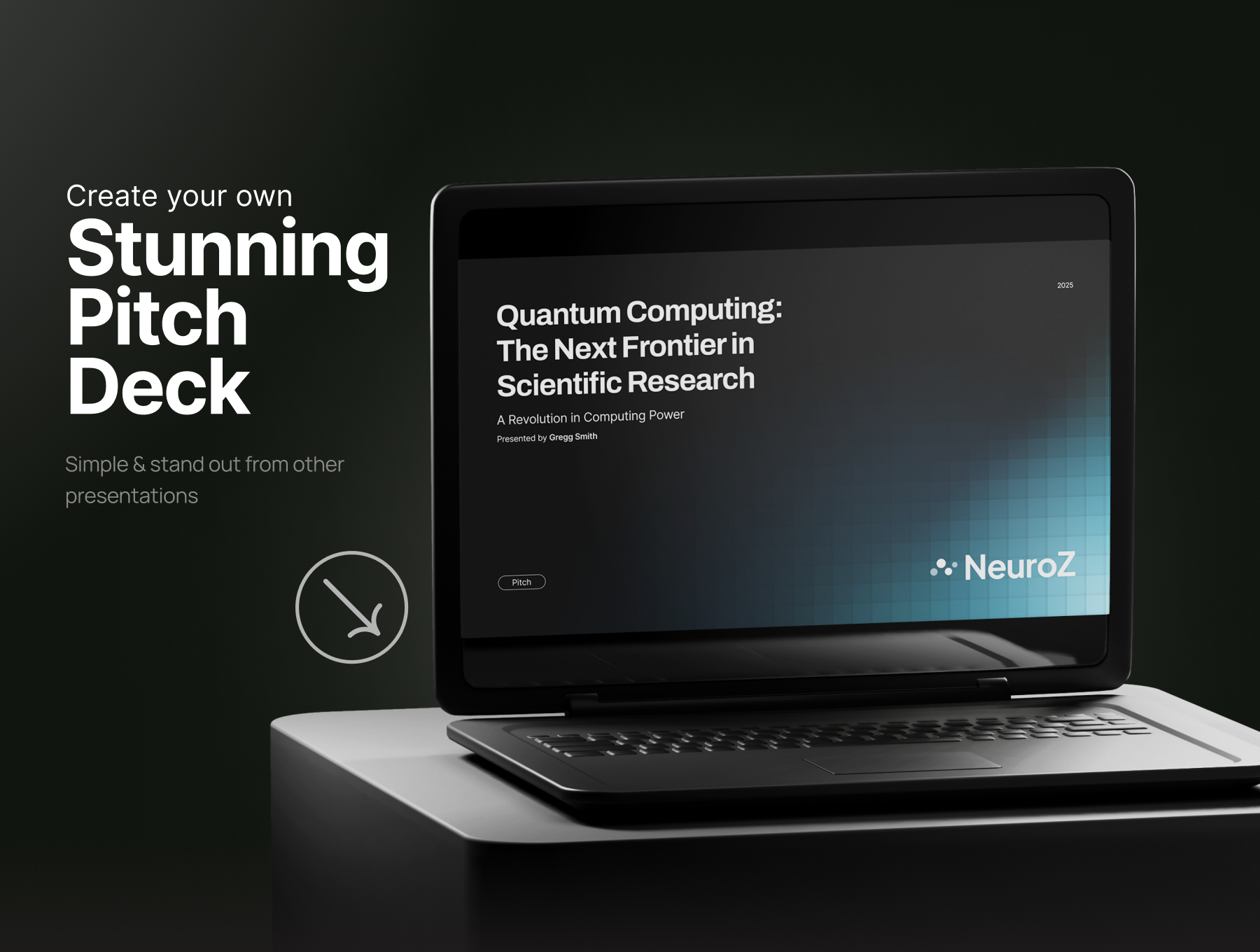 25页高端简约科技风演讲创业品牌宣传路演PPT模板| Pitch Deck Quantum Computing - NeuroZ_VUwT0Q