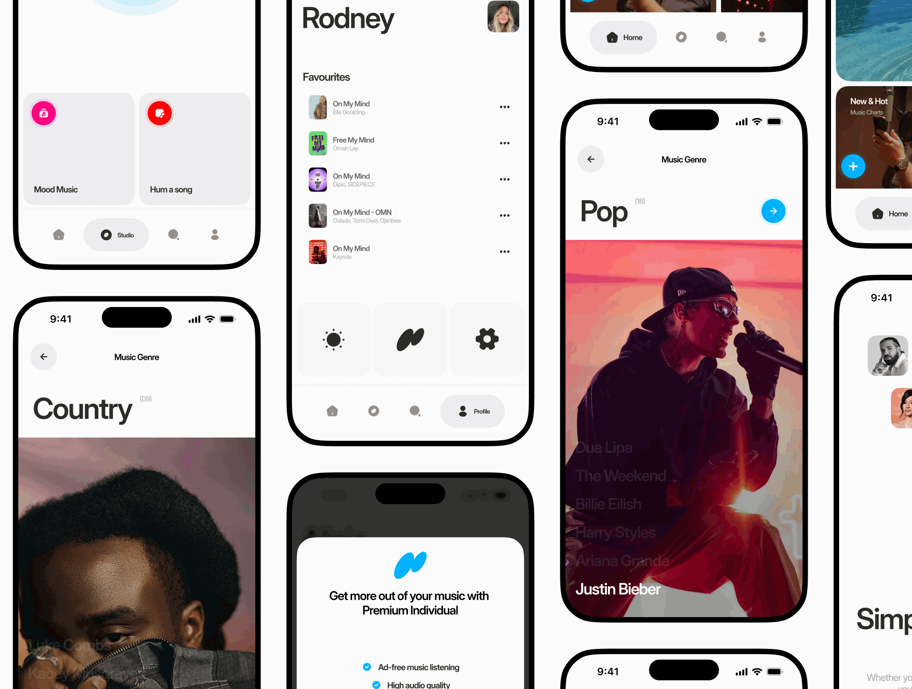 200+屏幕双配色时尚简约人工智能AI音乐播放器音乐APPUI套件 | Sonari - AI Music Player UI Kit_70Gdo3