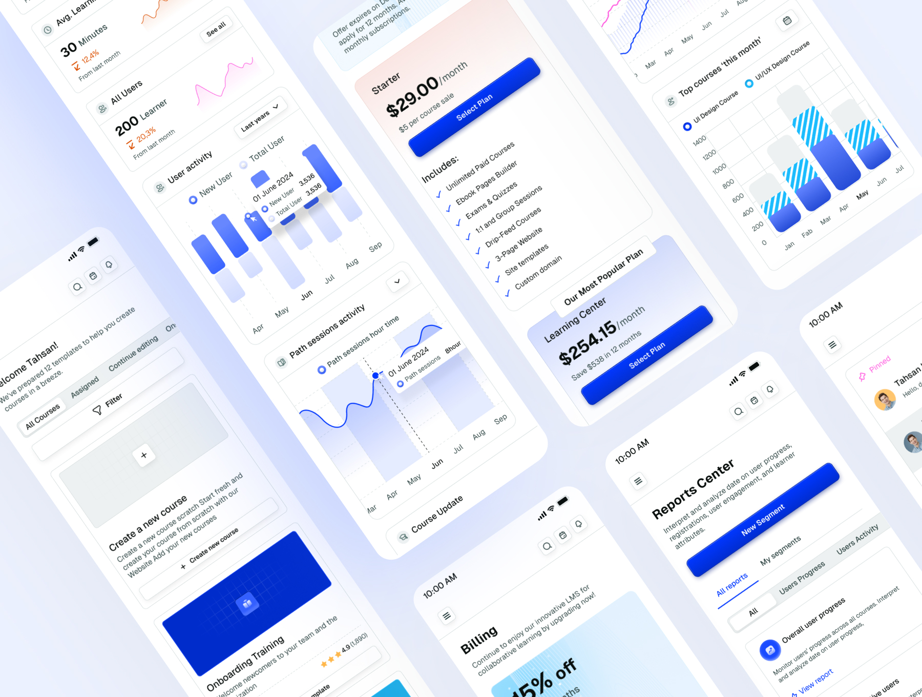 360+屏AI智能学习LMS平台在线教育培训类课程学习APP UI模板 | AI-Powered Learning Management Web App UI Kit_01pxox