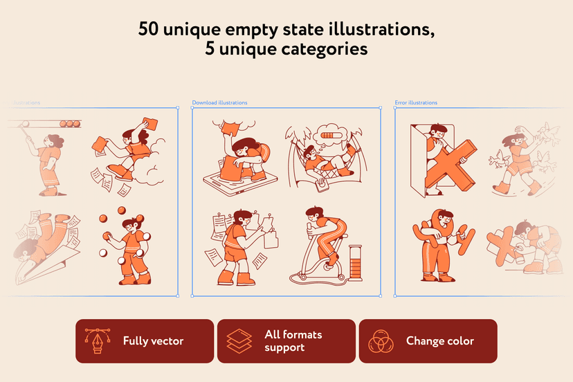 50款扁平风空状态404告警下载错误通知插画合集 | Rodfy Empty State Illustrations_bleUD2