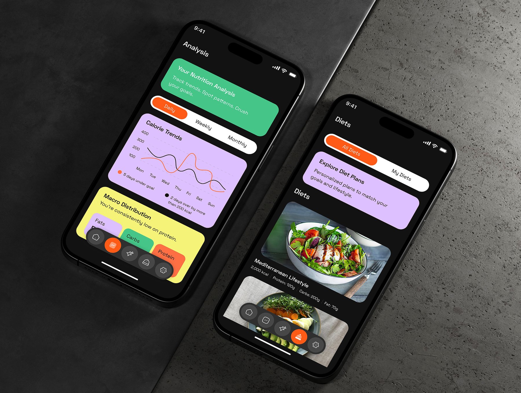 30+屏食物卡路里追踪营养分析健康饮食应用UI套件 | Nutri AI Food Calorie Tracker App UI Kit_Qv9FeB