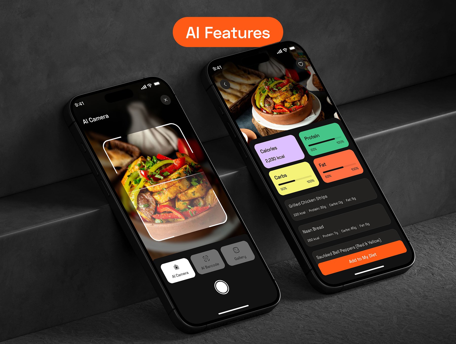 30+屏食物卡路里追踪营养分析健康饮食应用UI套件 | Nutri AI Food Calorie Tracker App UI Kit_o5NtjC