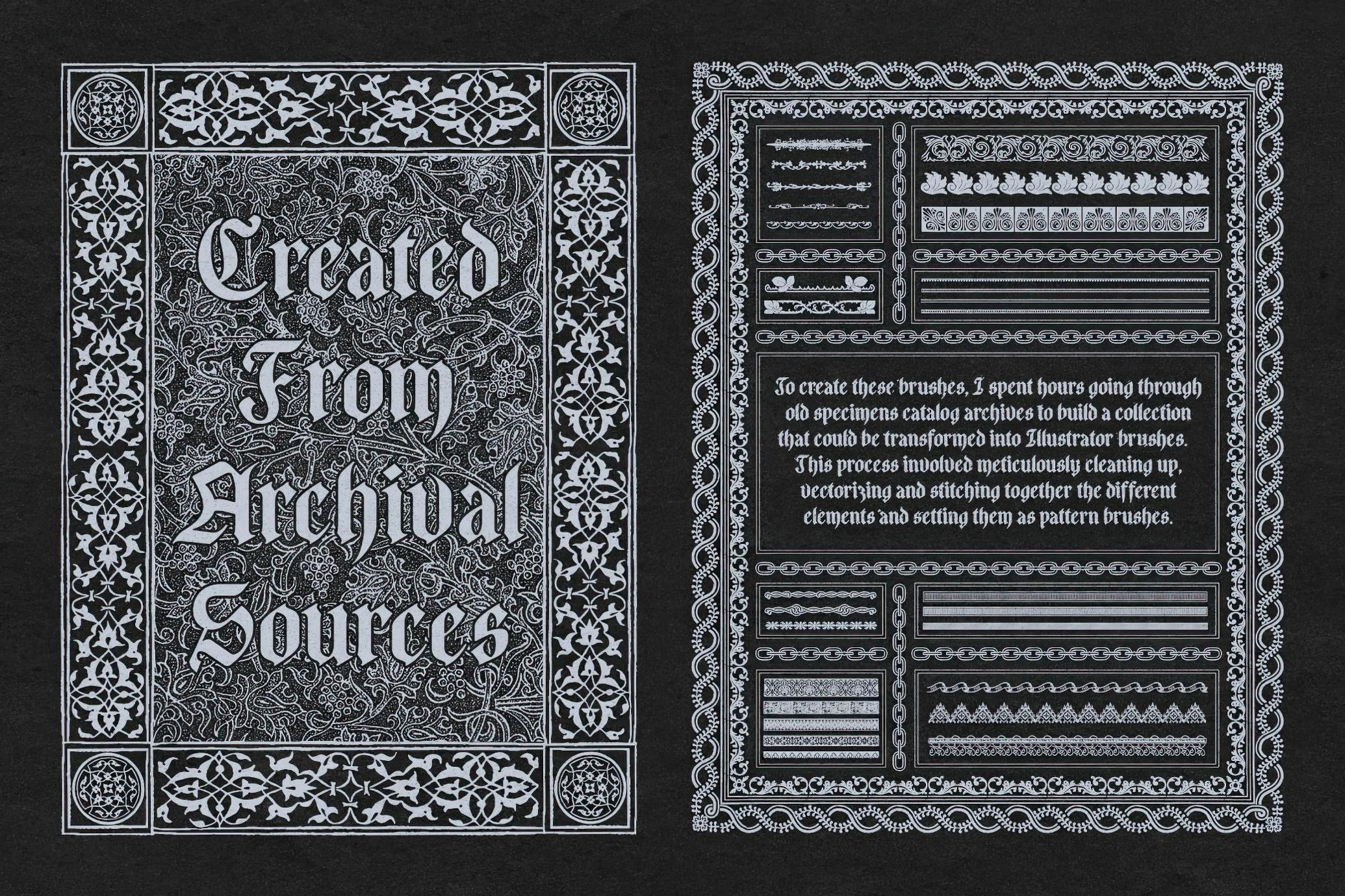 超200款复古中世纪华美边框装饰风格AI笔刷| Frames Brushes for Adobe Illustrator_ath9v2