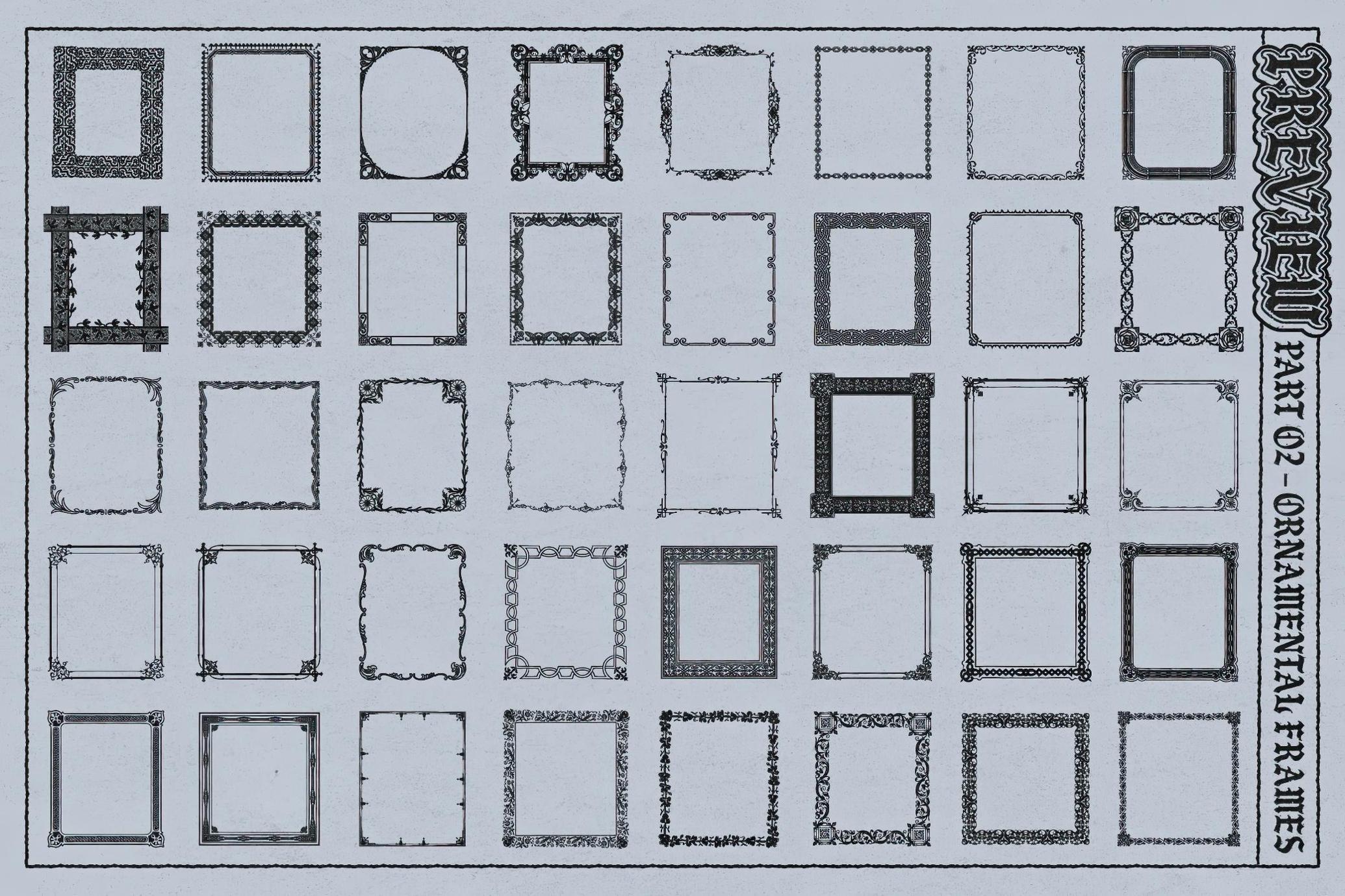 超200款复古中世纪华美边框装饰风格AI笔刷| Frames Brushes for Adobe Illustrator_vrFSFg
