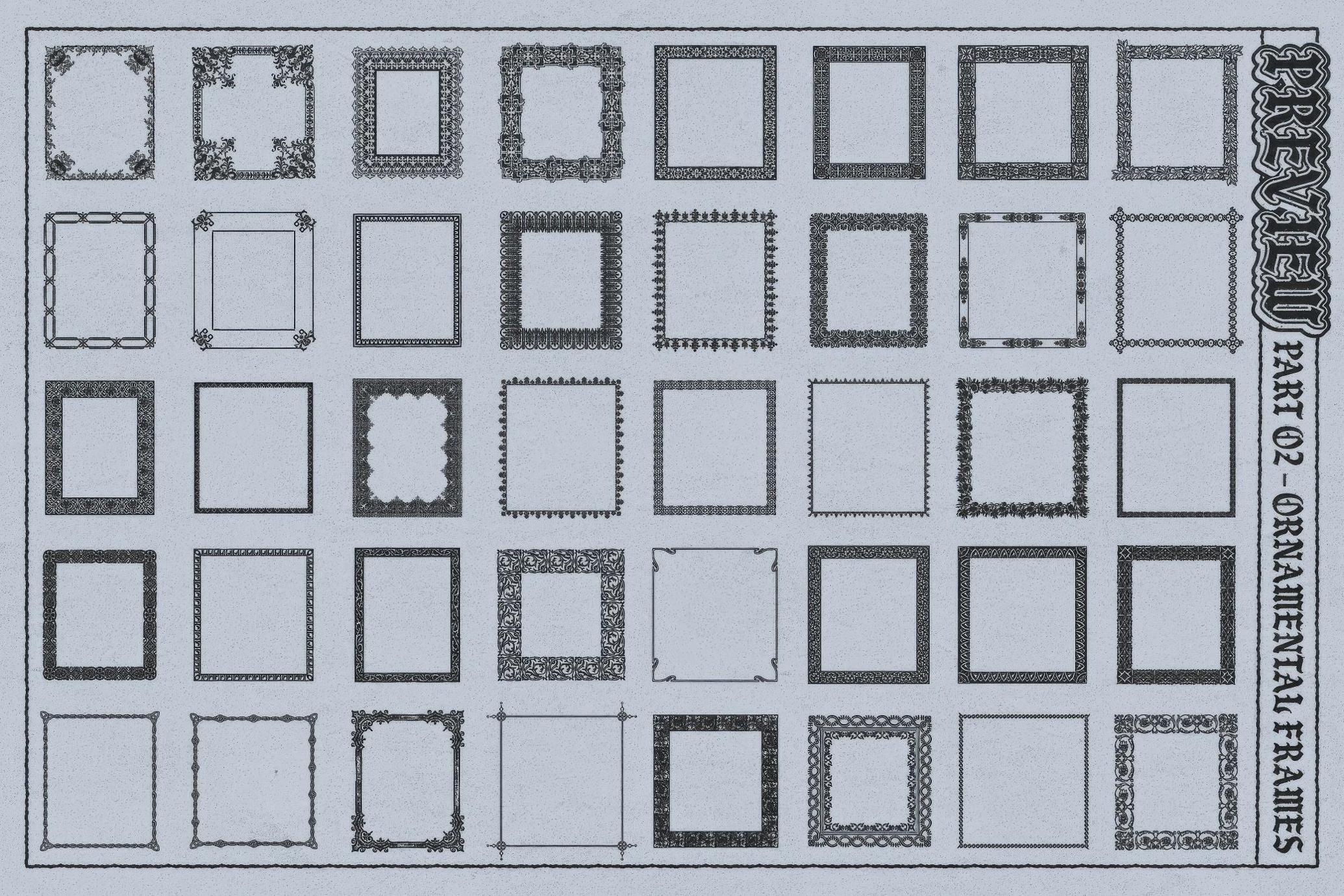 超200款复古中世纪华美边框装饰风格AI笔刷| Frames Brushes for Adobe Illustrator_7StcuM