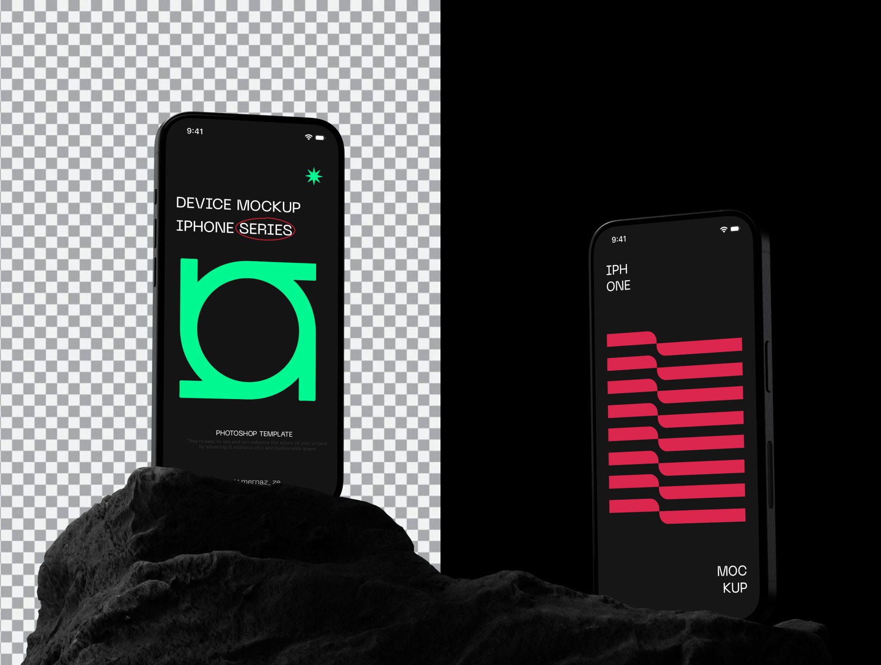 16个高端暗黑岩石工业风iPhone样机合集 Iphone Mockup Pack – 16 Scenes_NXEK9F