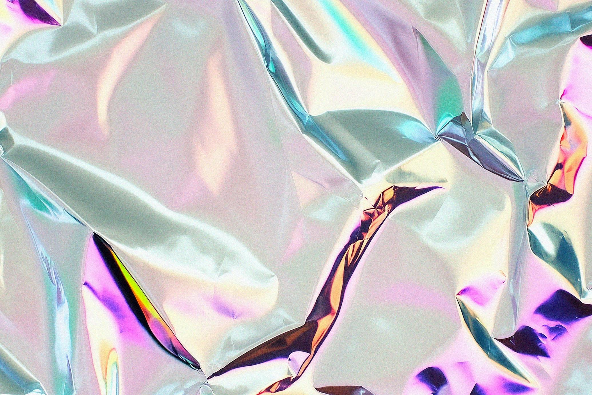 6款科技高光朋克风折皱感虹彩全息箔纸材质合集 | Iridescent Holographic Foil_sUvAKK