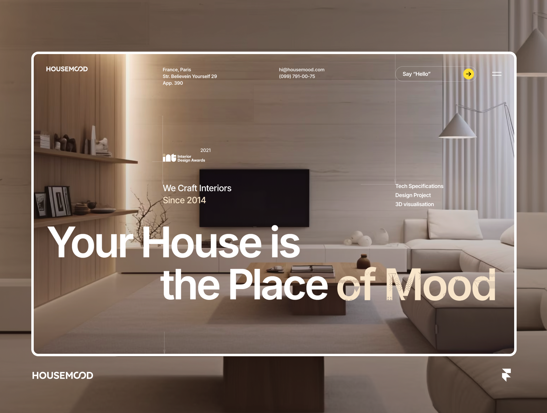 高端室内设计建筑装修设计响应式网站模板 | Housemood_QKaDsp