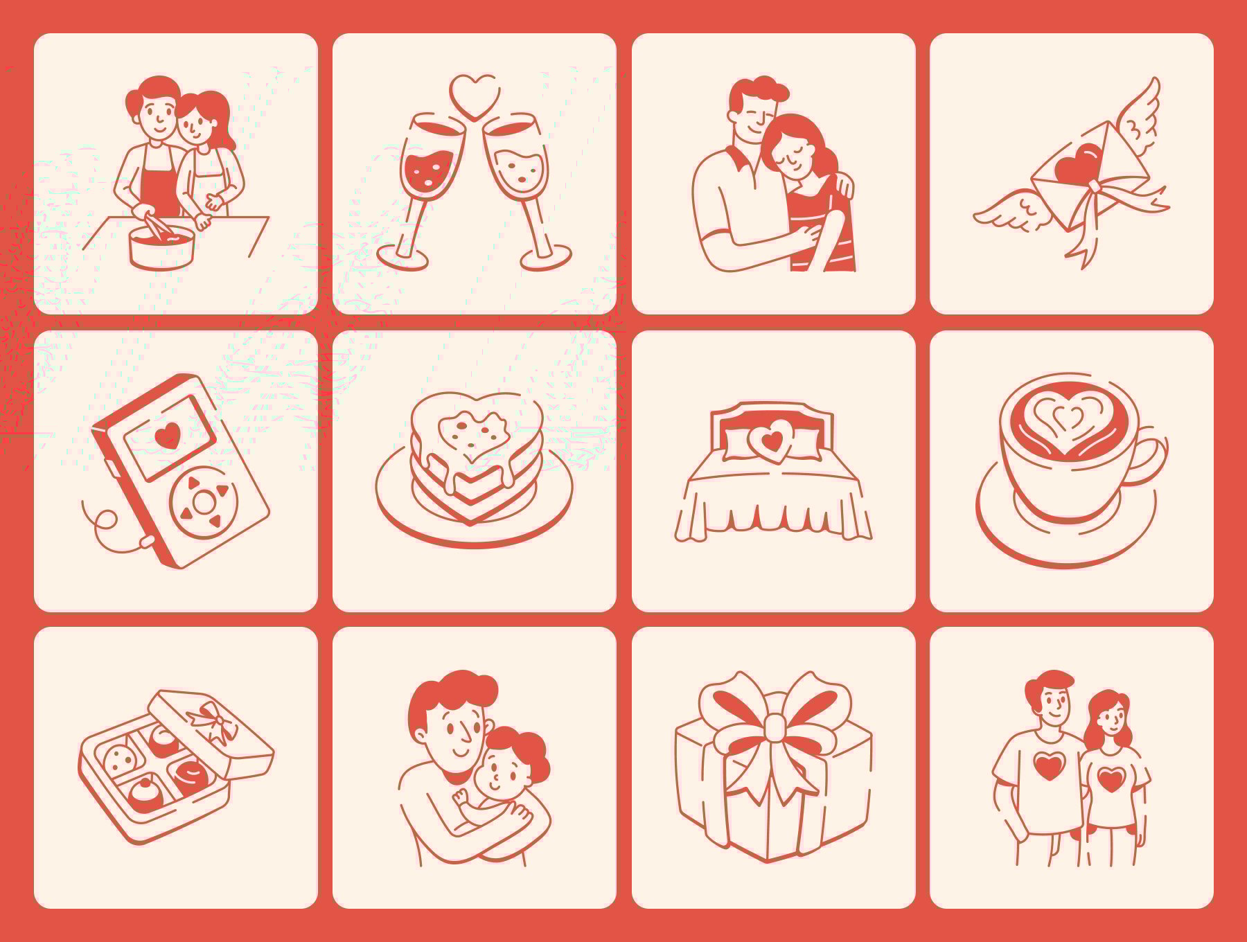 100款手绘爱心超萌浪漫元素甜蜜图标图形素材合集 | Love Doodles Set_A3QiHL