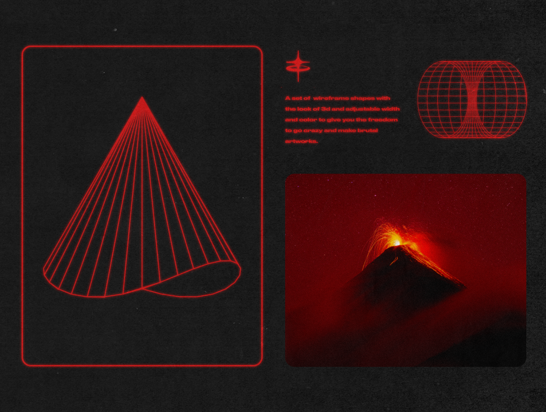 88款未来感3D线条线框几何矢量图形素材包 | Wireframe Shapes pack_PLWI9c