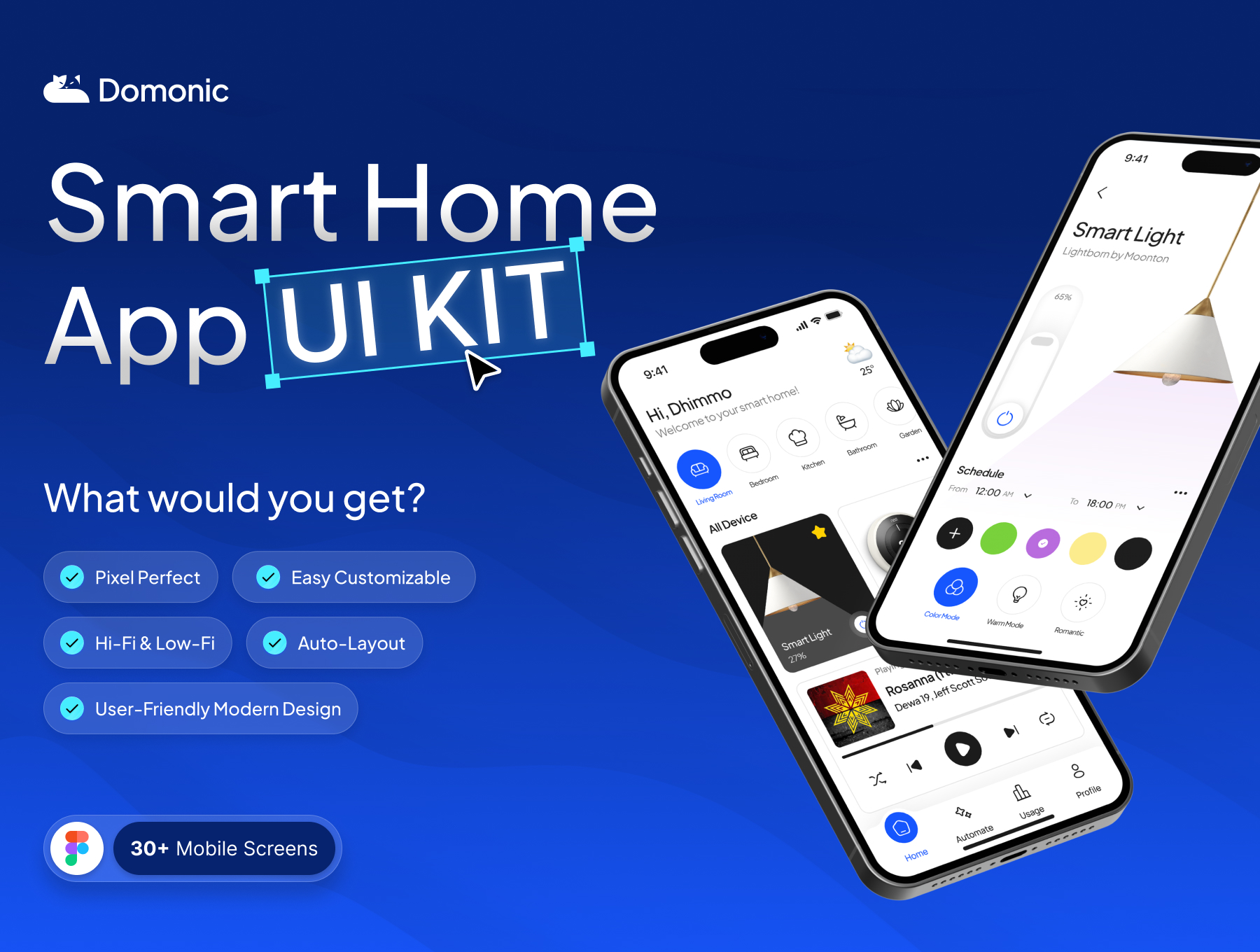 30+屏极简未来高端智能家居设备管理APP UI界面套件 | Domonic – Smart Home App UI Kit_Ovsikn