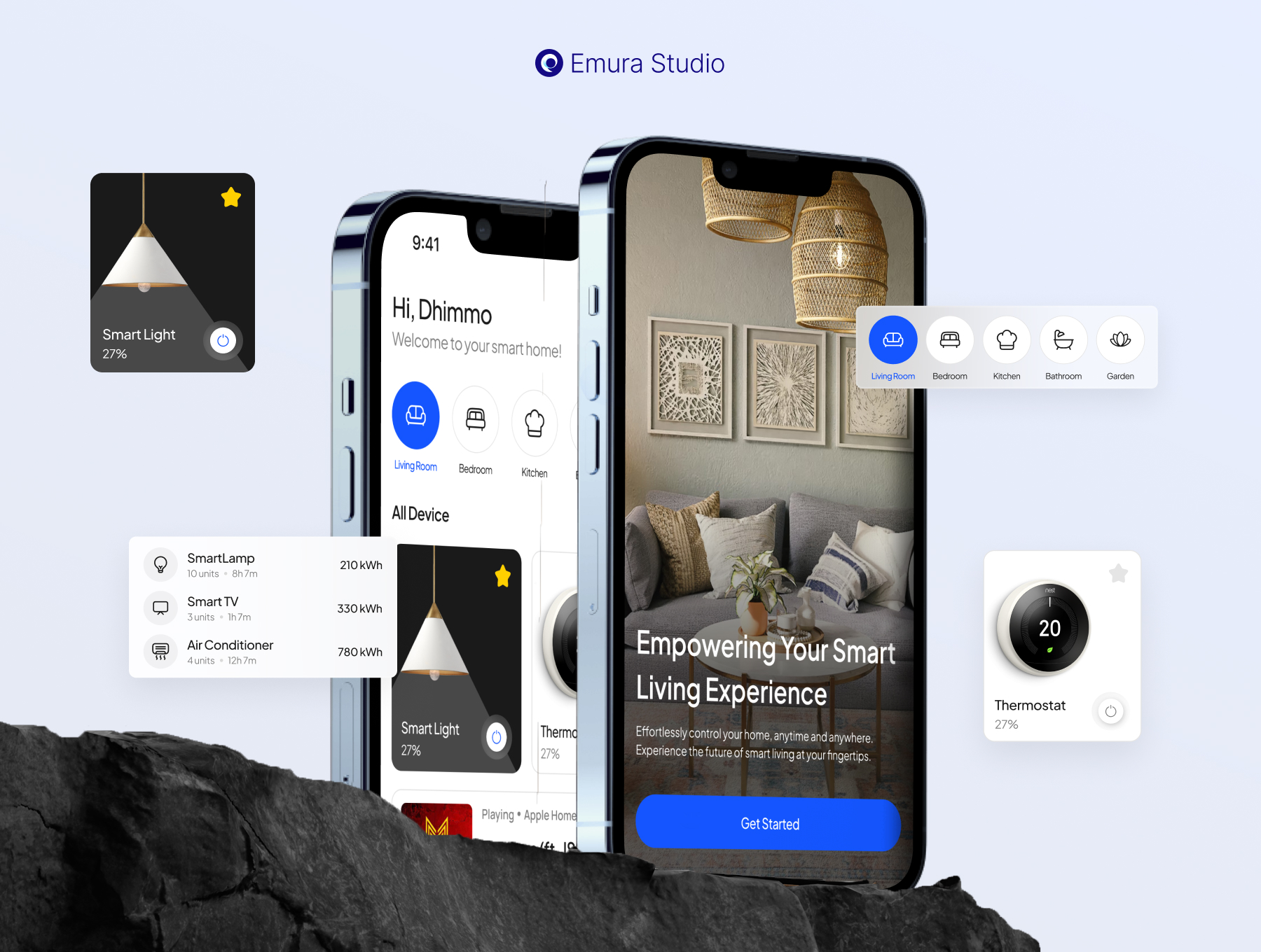 30+屏极简未来高端智能家居设备管理APP UI界面套件 | Domonic – Smart Home App UI Kit_QqLf5w