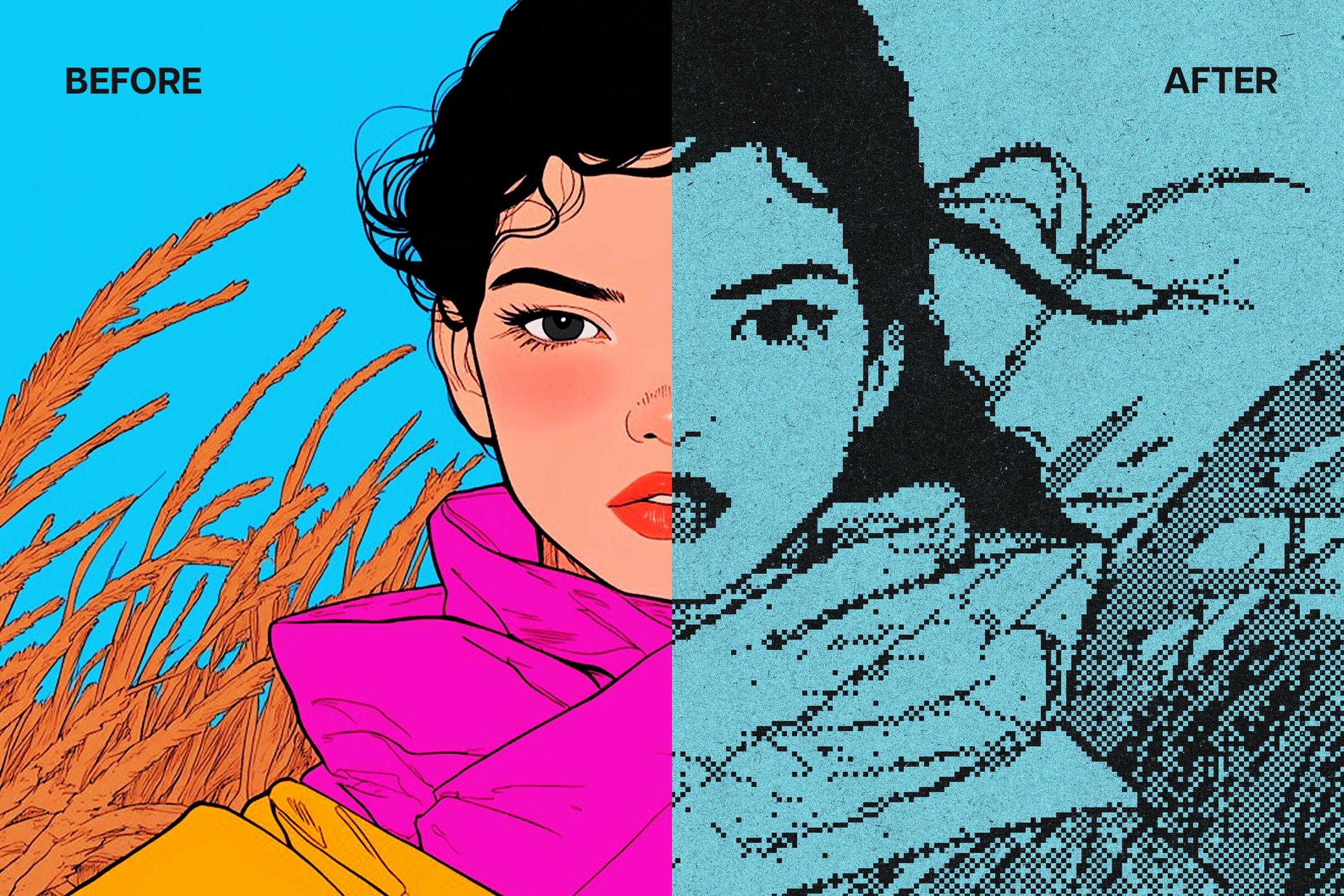 复古像素CRT荧幕噪点污渍海报杂志封面样式模板 | Retro Pixelated Effect_du8djU