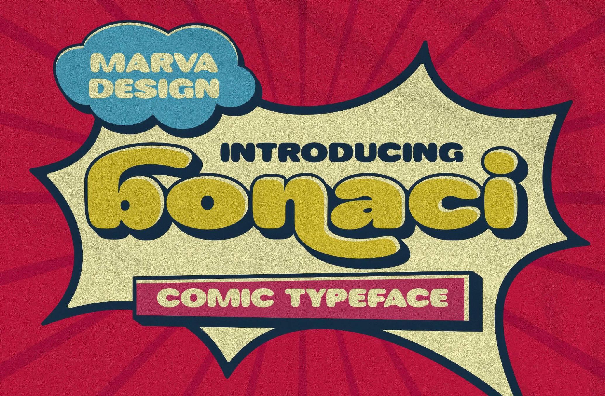 复古漫画荧光粉胖胖圆润包装字体 |  Bonaci Comic Typeface_LgUptx