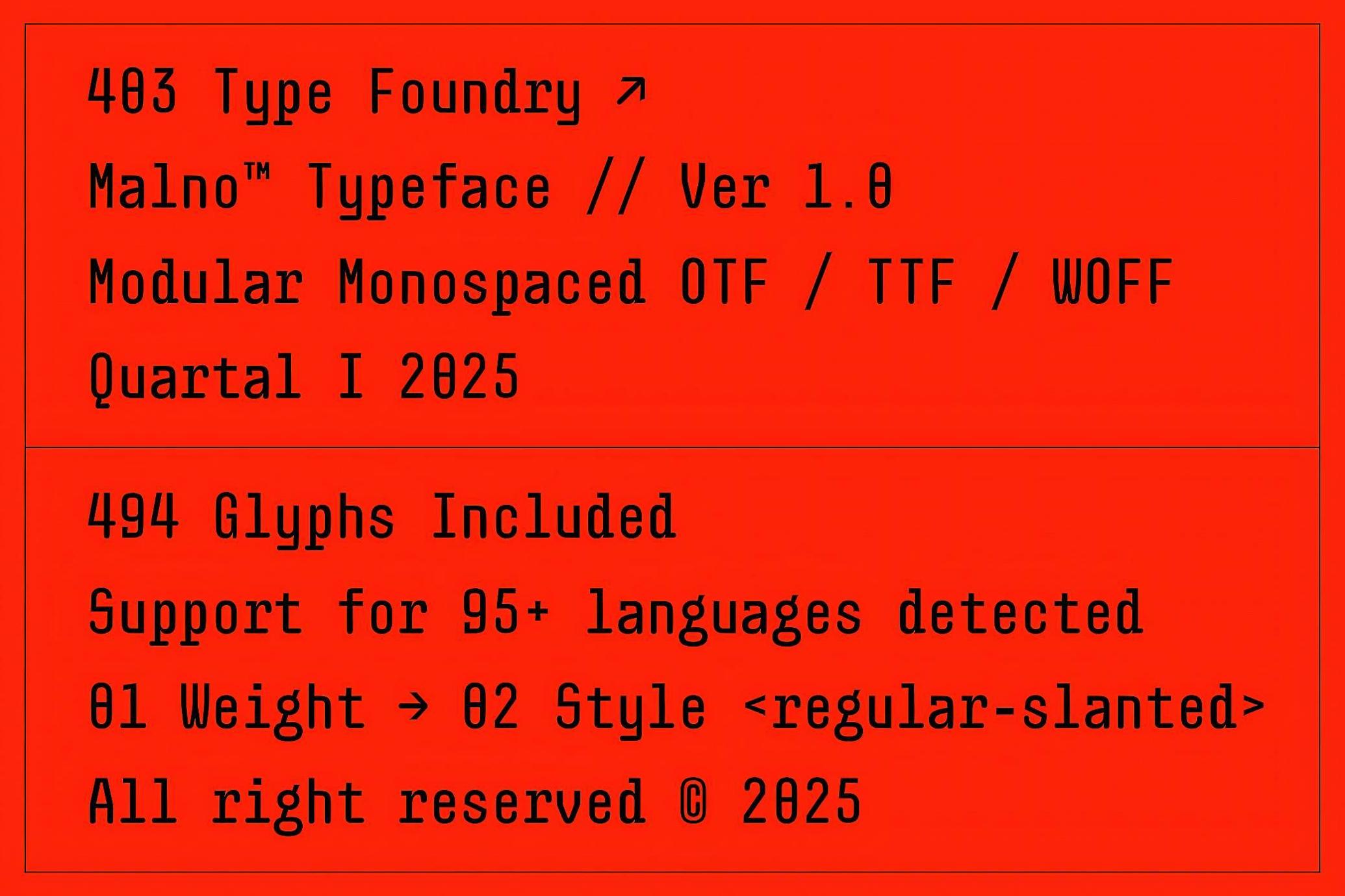   极简未来等宽几何品牌LOGO编程字体推荐 |  403 Malno Mono — Sans Serif Font_9NgBH4