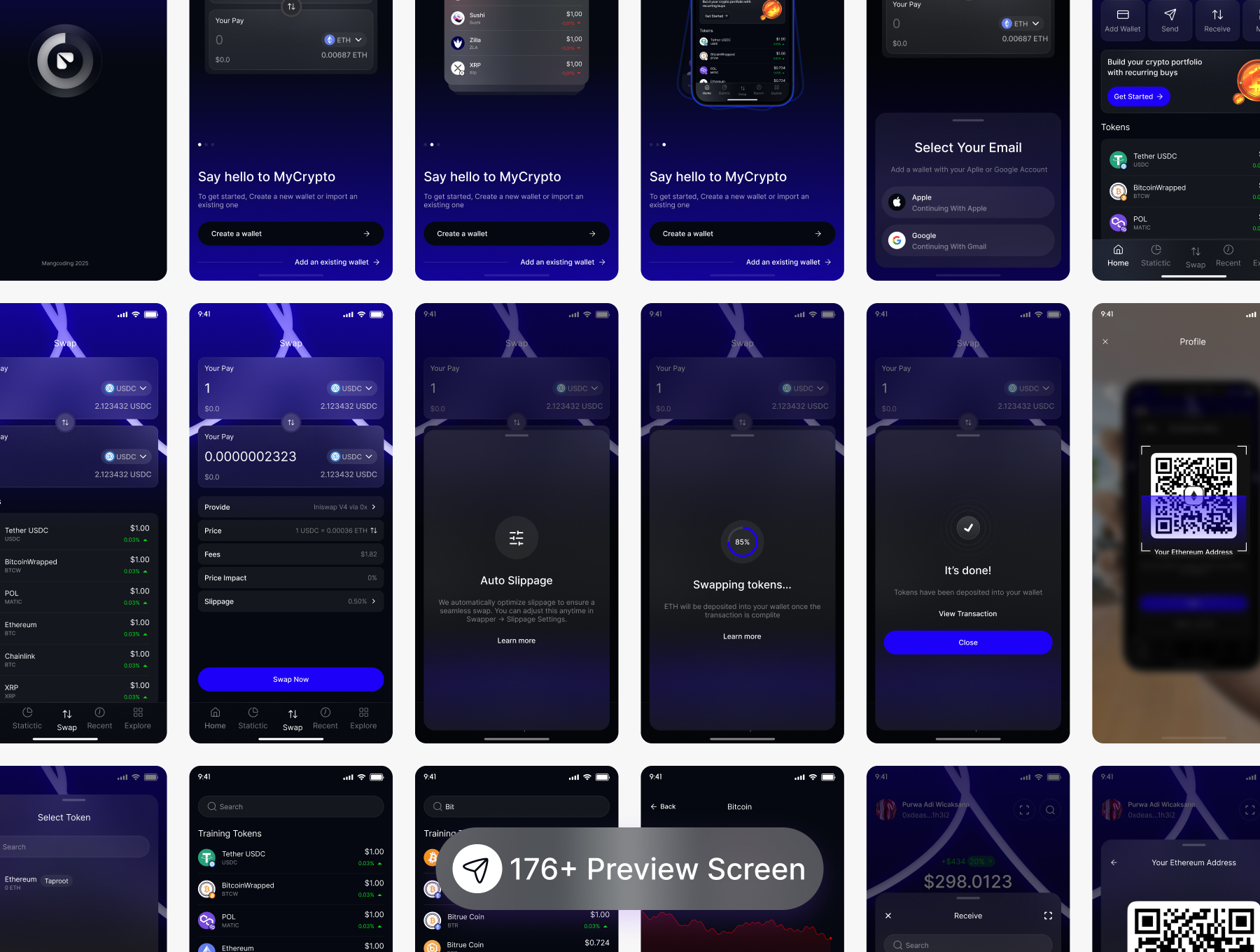 73+页高端科技风数字资产加密钱包区块链行情APP界面模板 | My Crypto - Crypto App_7rWoyu
