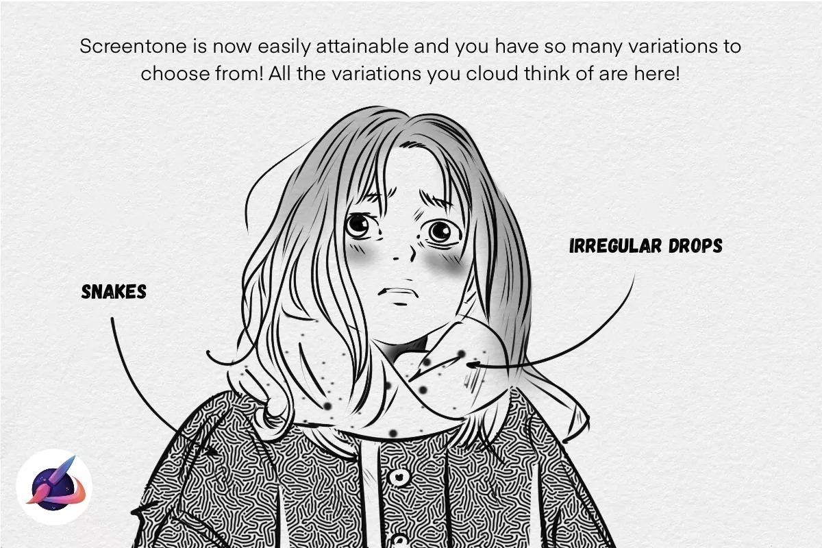 10款日式漫画专用网点Procreate笔刷 | Brushgalaxy - Manga Screentone Brush Set For Procreate _MRKR81