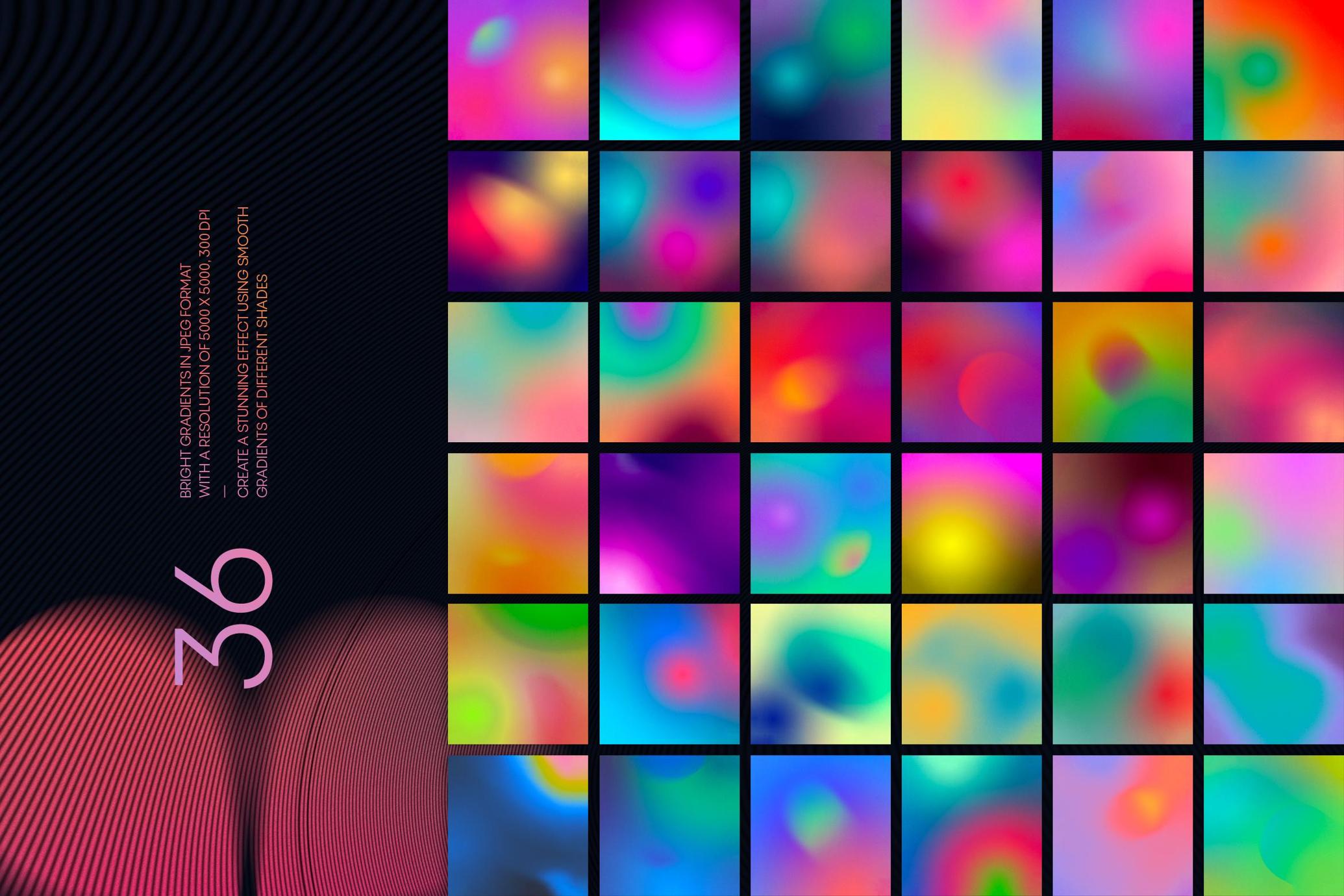 120+款复古未来抽象黑白线条全彩渐变图形PNG透明图层合集 | Marmalade Abstract Gradients & Shapes_GRTf8g