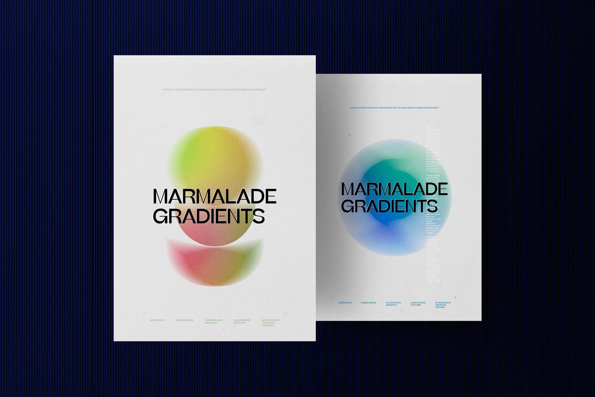 120+款复古未来抽象黑白线条全彩渐变图形PNG透明图层合集 | Marmalade Abstract Gradients & Shapes_AvZf71
